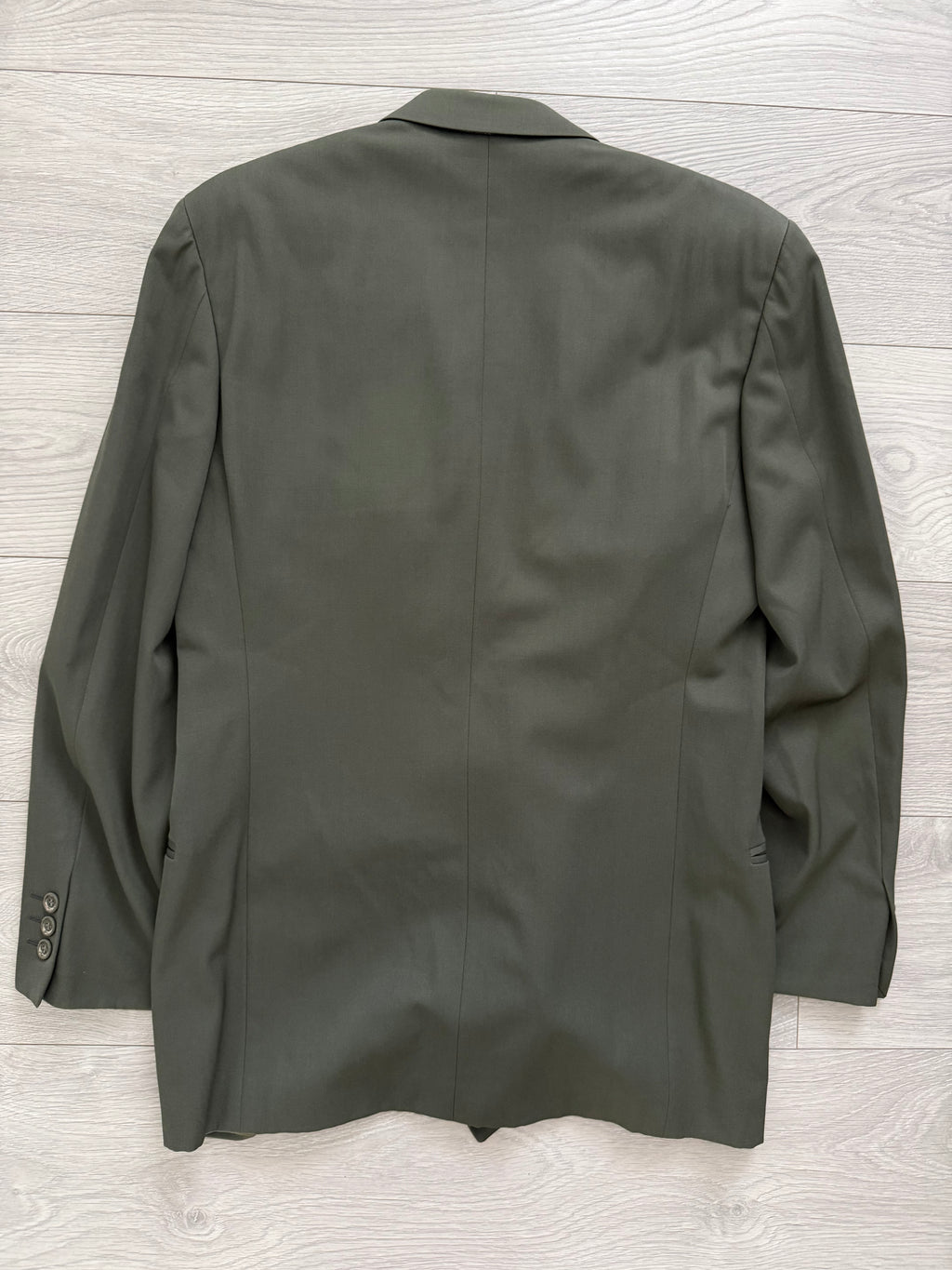 Emporio Armani 1980s Peaked Lapel Double Breasted Wool Sports Jacket Blazer Green - Size S