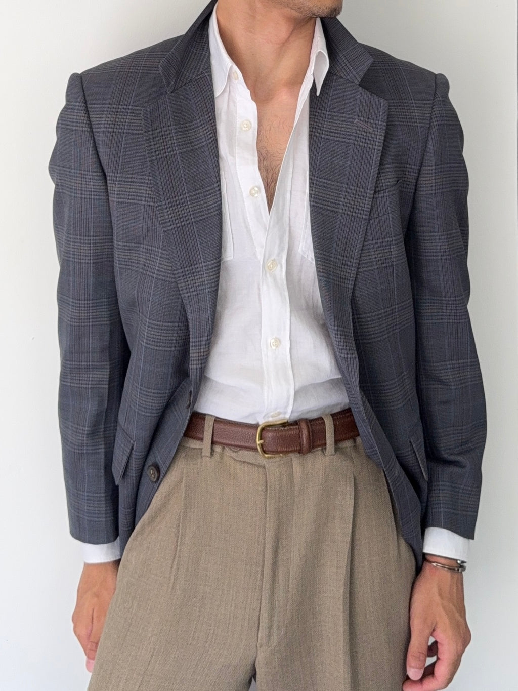 Burberry 1990s 2B Blue Check Lightweight Partially Lined Sports Jacket Blazer - Size S
