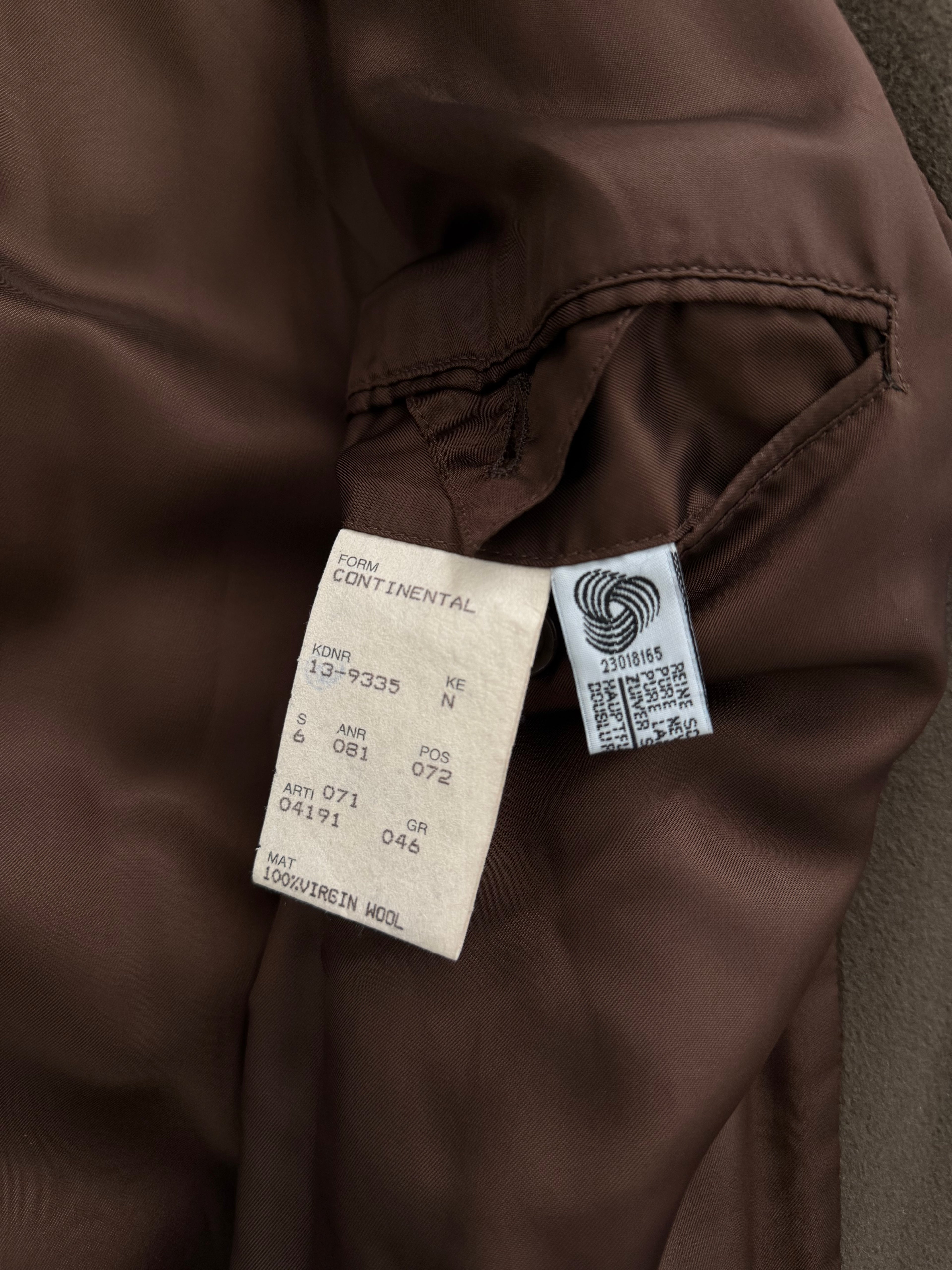 Hugo Boss 1980s Double-Breasted Belted Wool Brown Coat - Size M