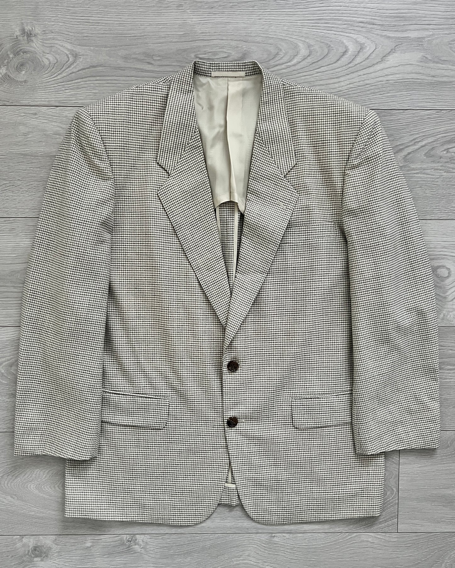 Comme Des Garcons Homme 1991 Micro-Houndstooth Check Wool Pleated Suit - Size M Jacket / 32" Waist