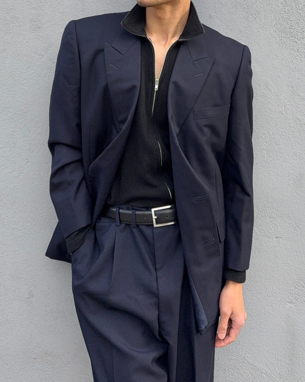 Doremuil Fabric Double Breasted Pleated Wool Suit - Size XL Jacket / 38" Waist