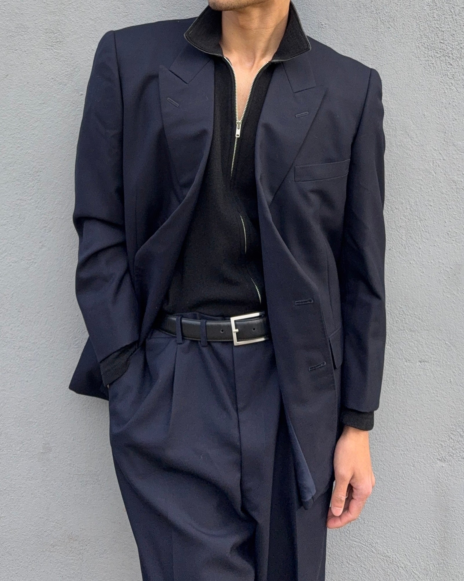 Doremuil Fabric Double Breasted Pleated Wool Suit - Size XL Jacket / 38" Waist