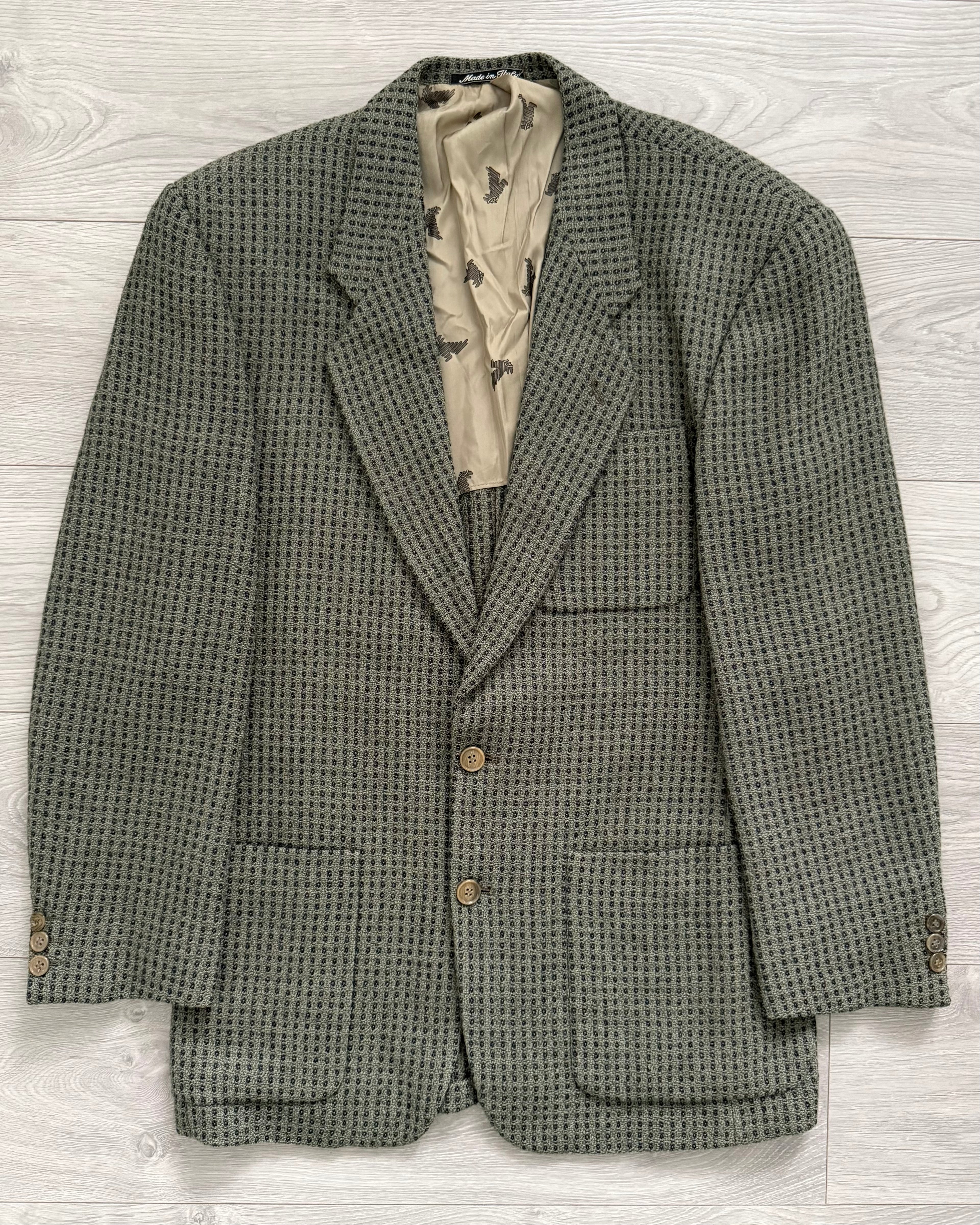 Emporio Armani 1990s Wool Blend Green Sports Blazer Jacket - Size M