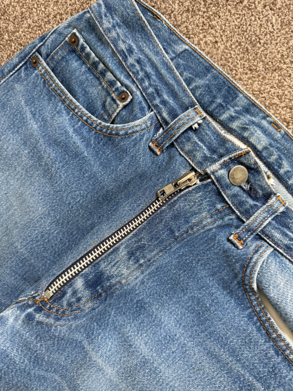 Maison Martin Margiela Artisanal Line (0)(10) SS2000 Re-Worked Exposed Zip Denim Jeans - Size 31" Waist