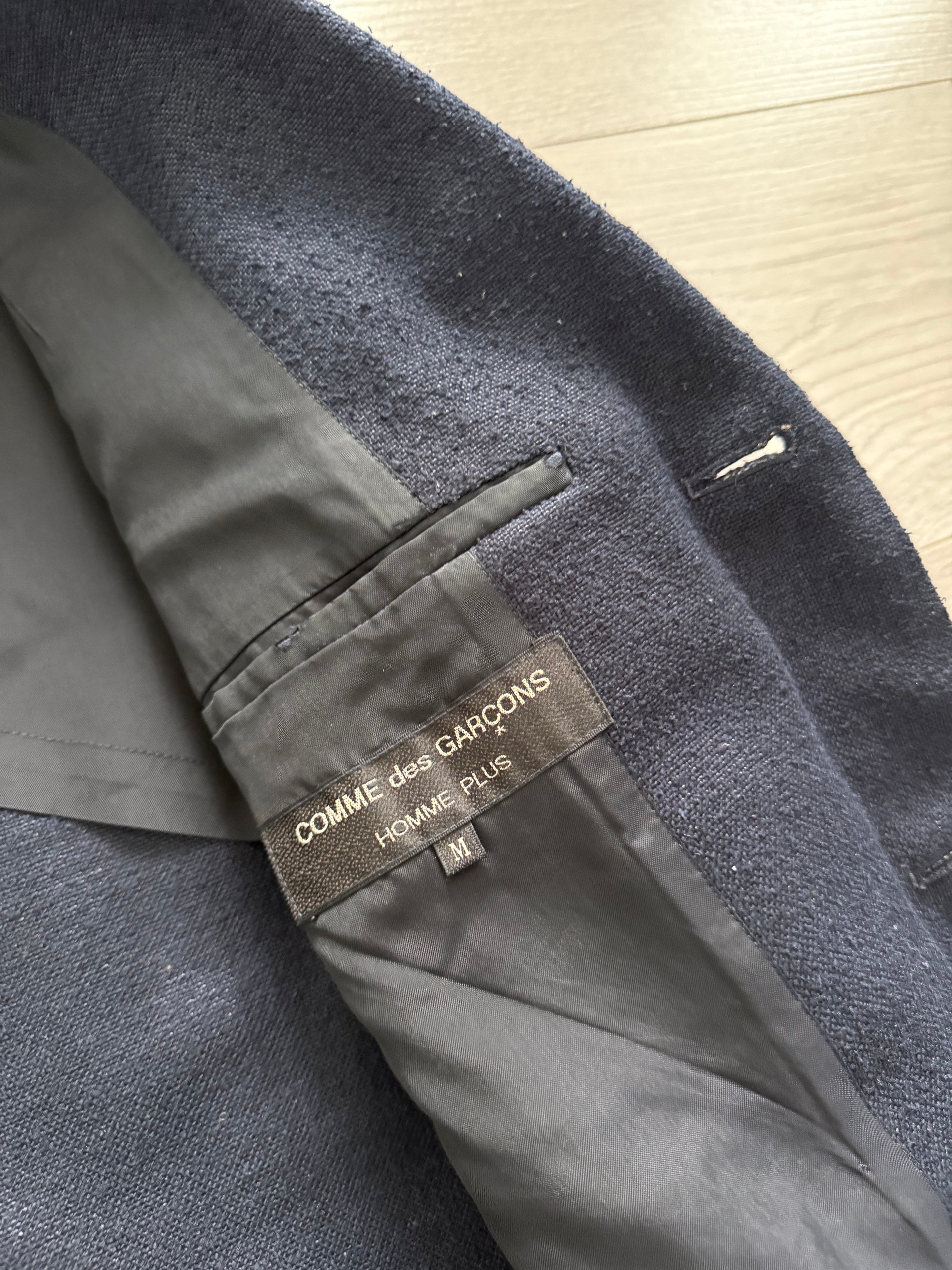 Comme Des Garcons Homme Plus SS1998 Structured Poly 'Pilled' Blue Suit - Size M Jacket / 32" Waist