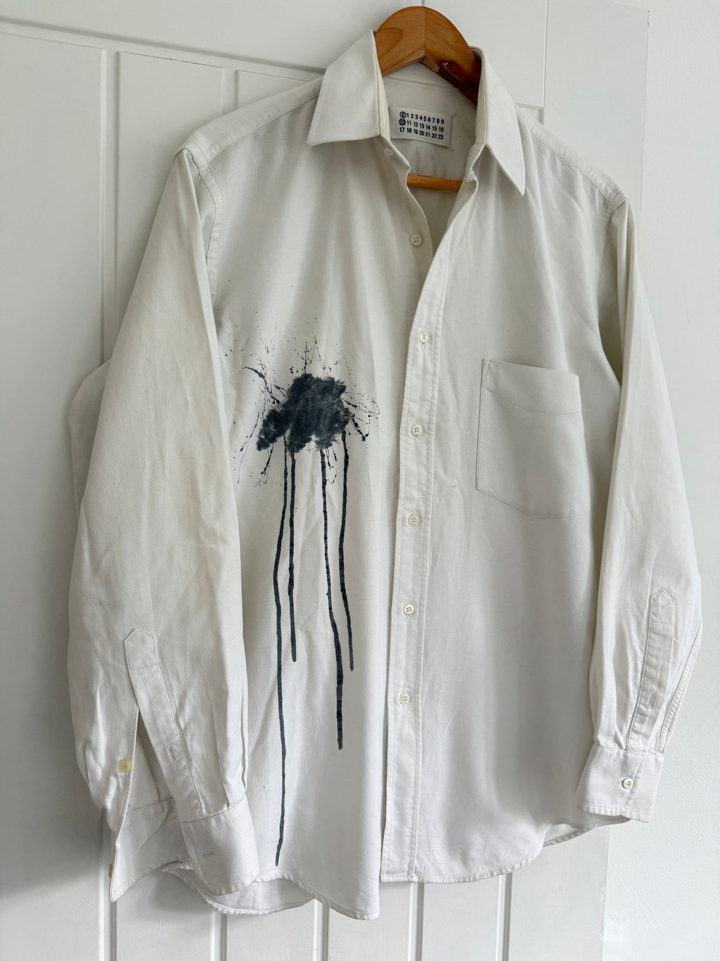 Maison Martin Margiela AW2004 Artisanal Line (0)(10) Ink Splatter Split Shirt - Size S