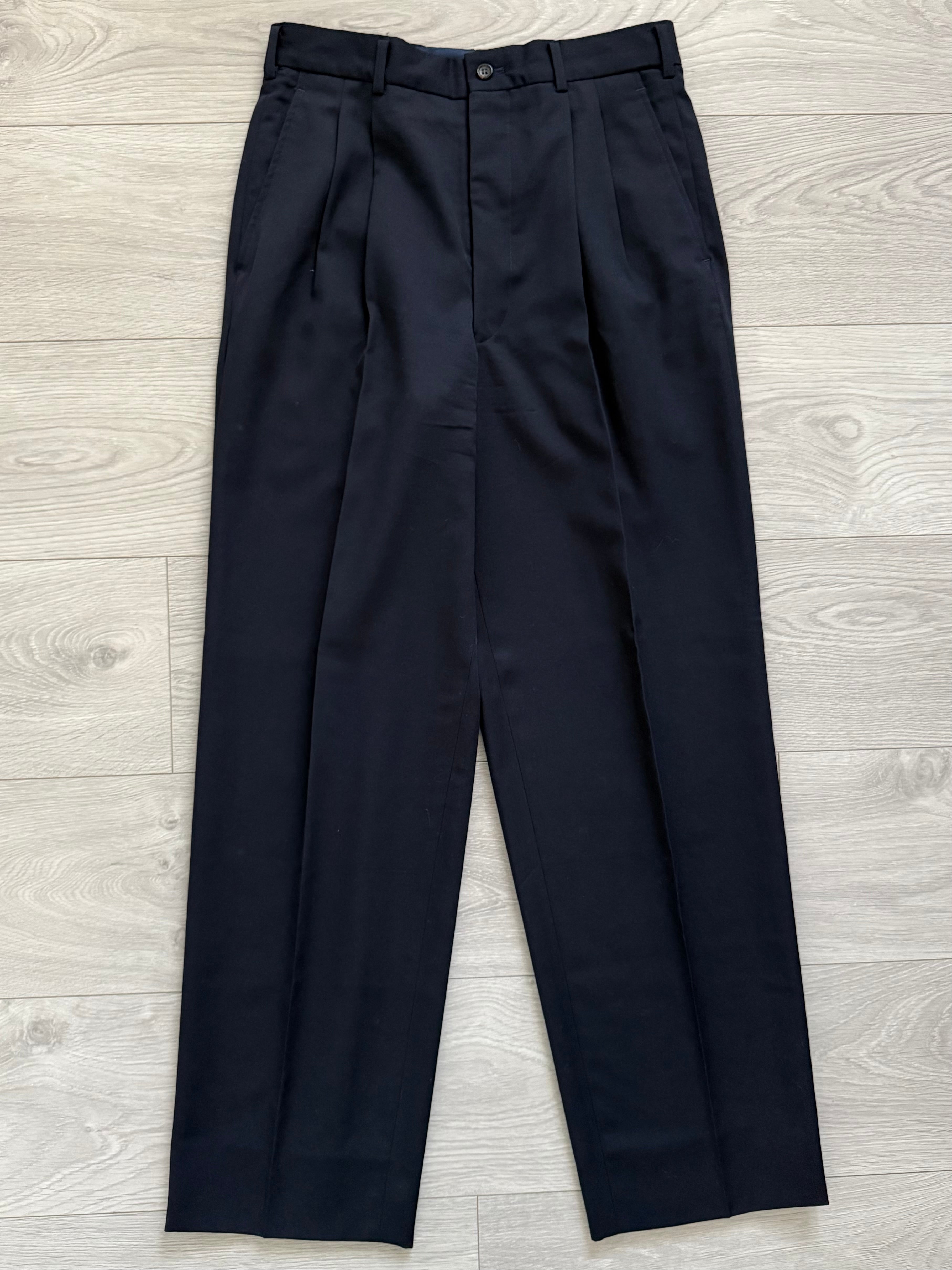 Comme Des Garcons Homme 1992 Double Breasted Pleated Wool Navy Suit - Size M Jacket / 30" Waist