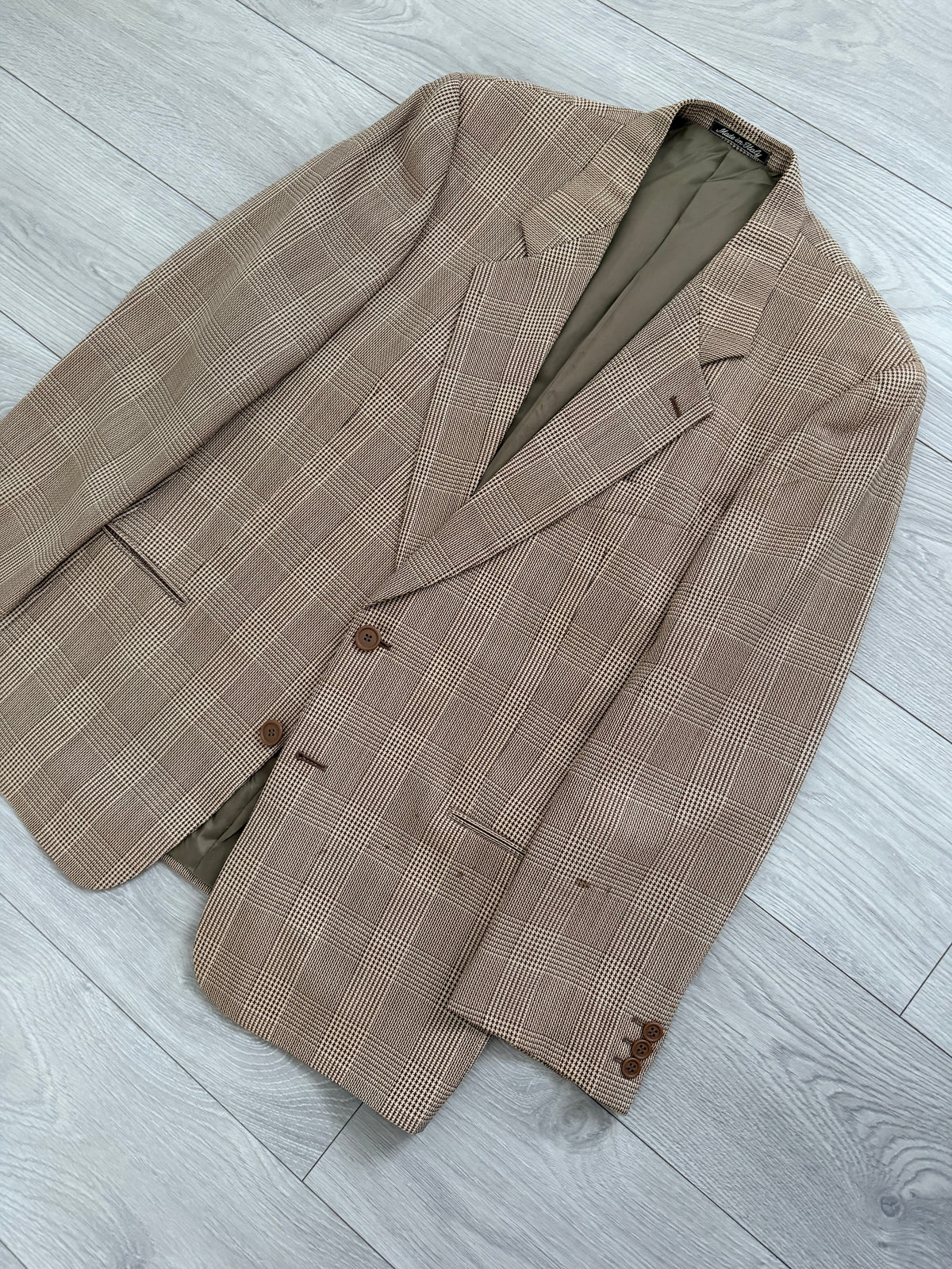 Giorgio Armani 1980s 2B Textured Check Wool Sport Jacket Blazer - Size L