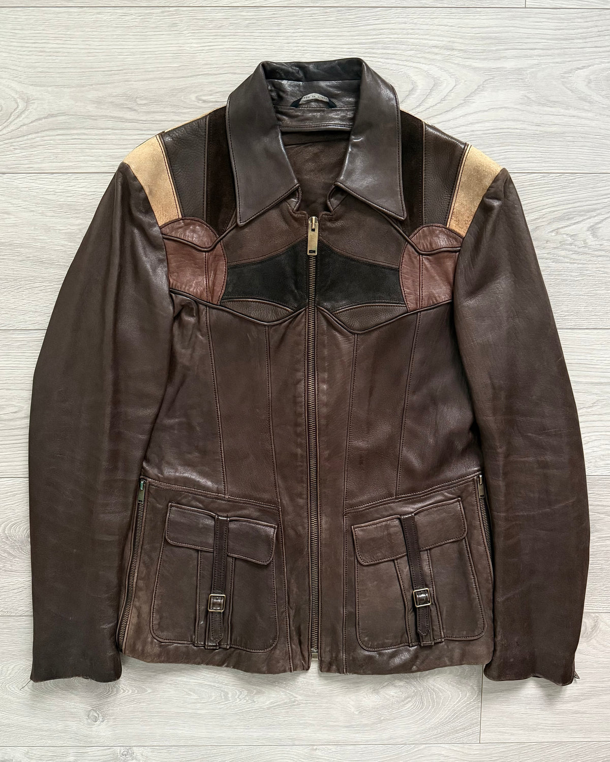 Gucci by Tom Ford SS2004 Western Leather Patchwork Jacket - Size M