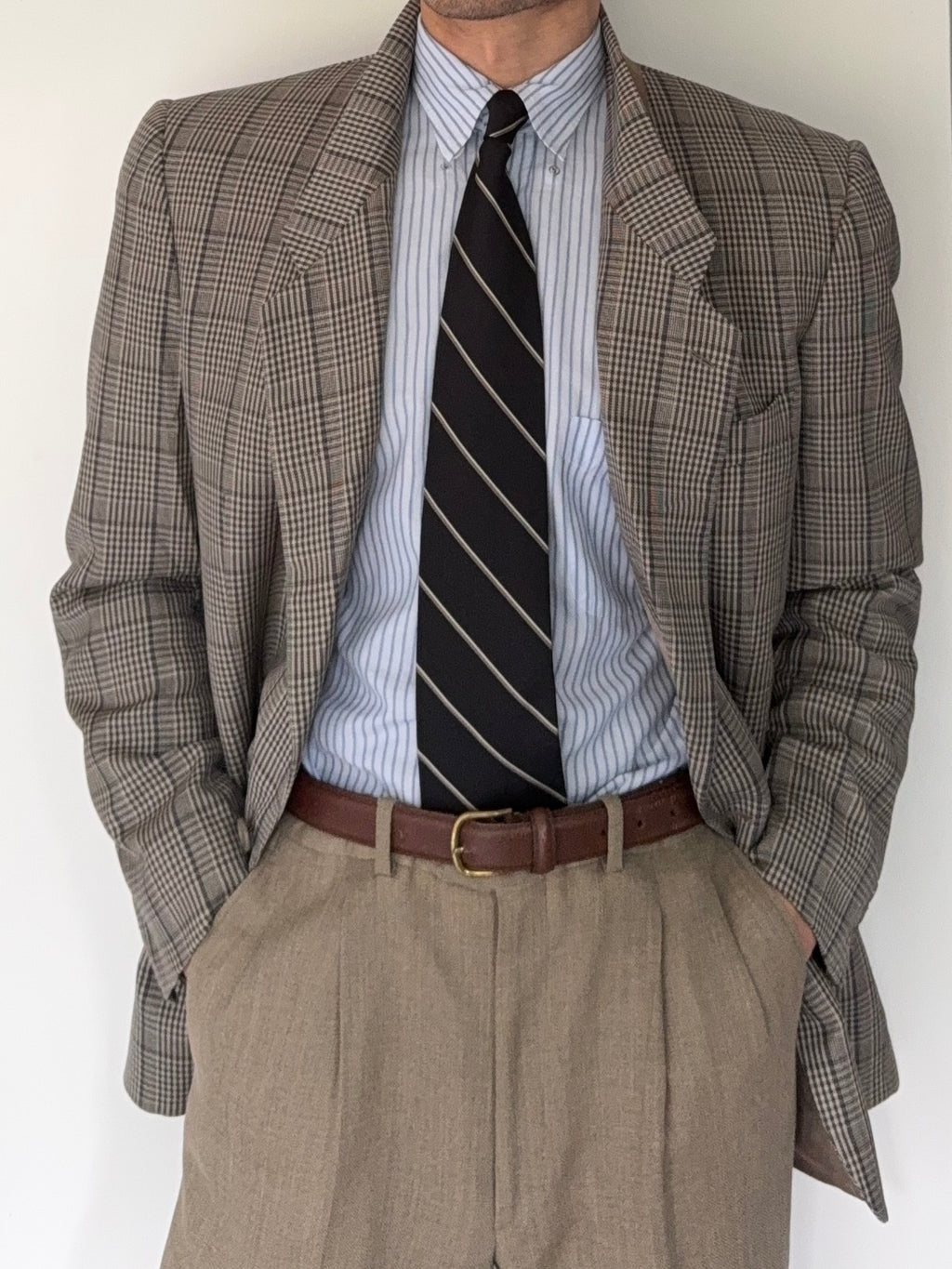 Giorgio Armani 1980s Mainline Wool Check Blazer Sports Jacket - Size L