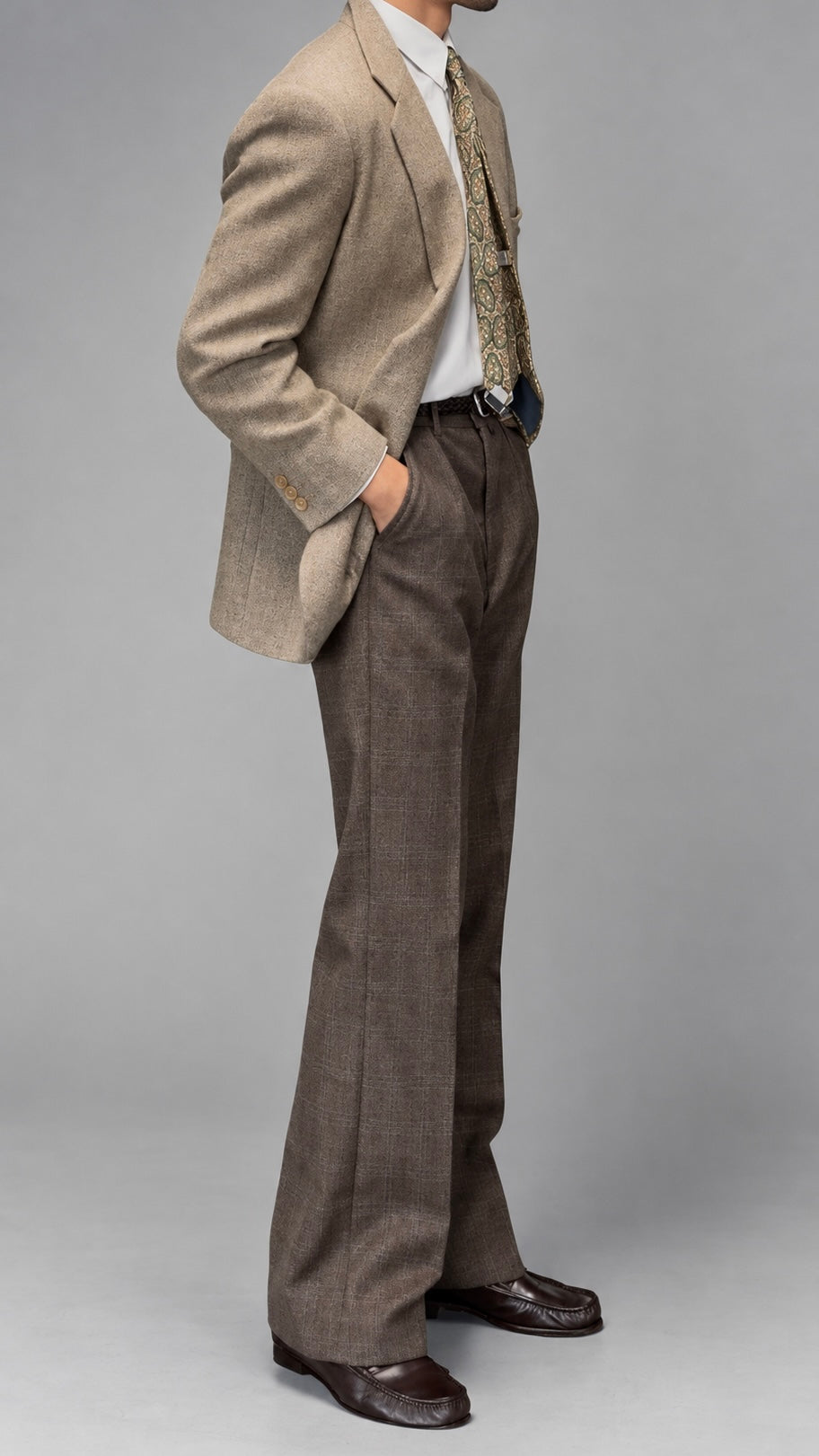 1970s Vintage Brown Wool Flared Pants - Size 31" Waist