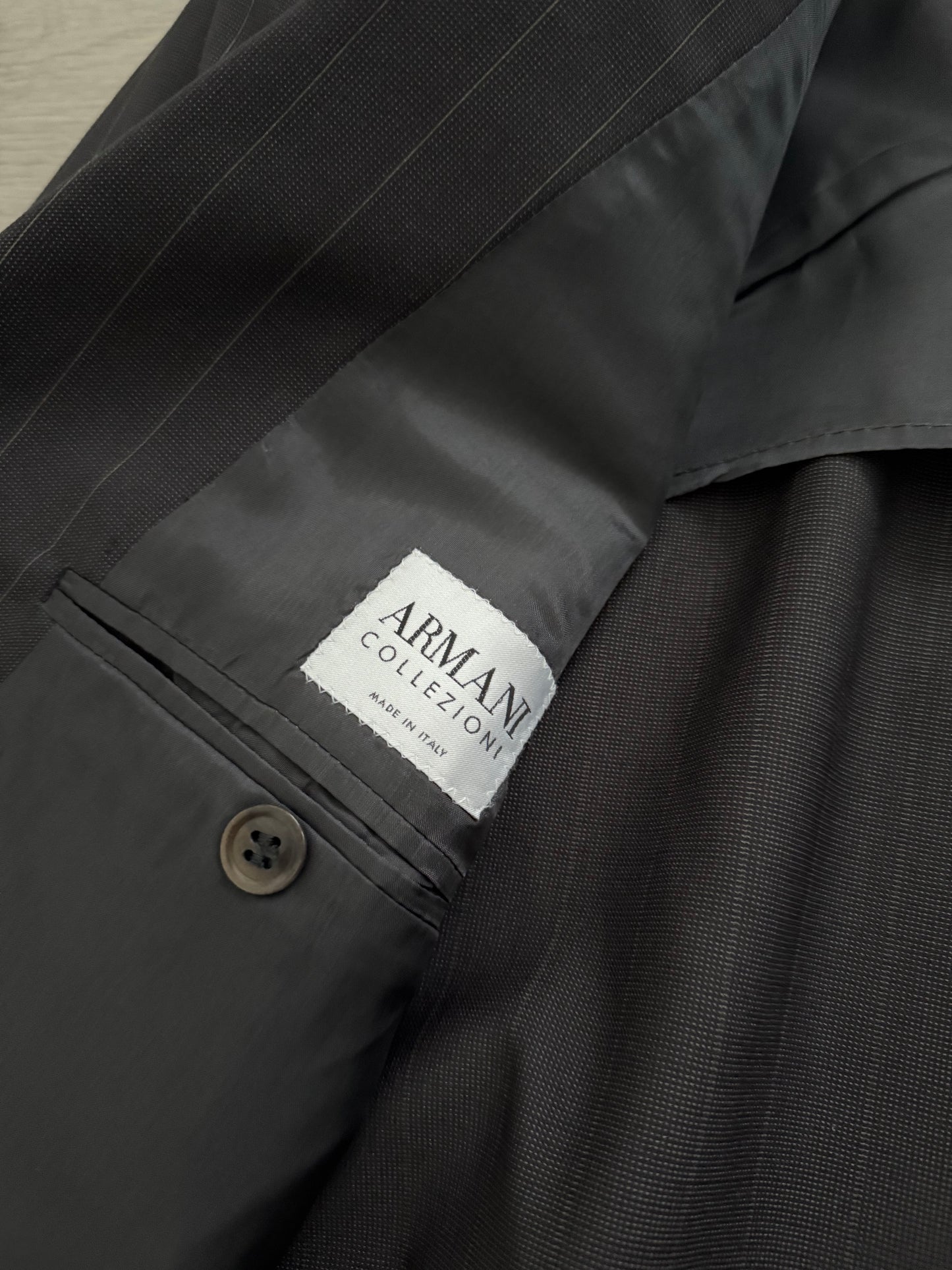 Armani 1990s Double Breasted Pleated Wool Suit - Size L Jacket / 34" Waist