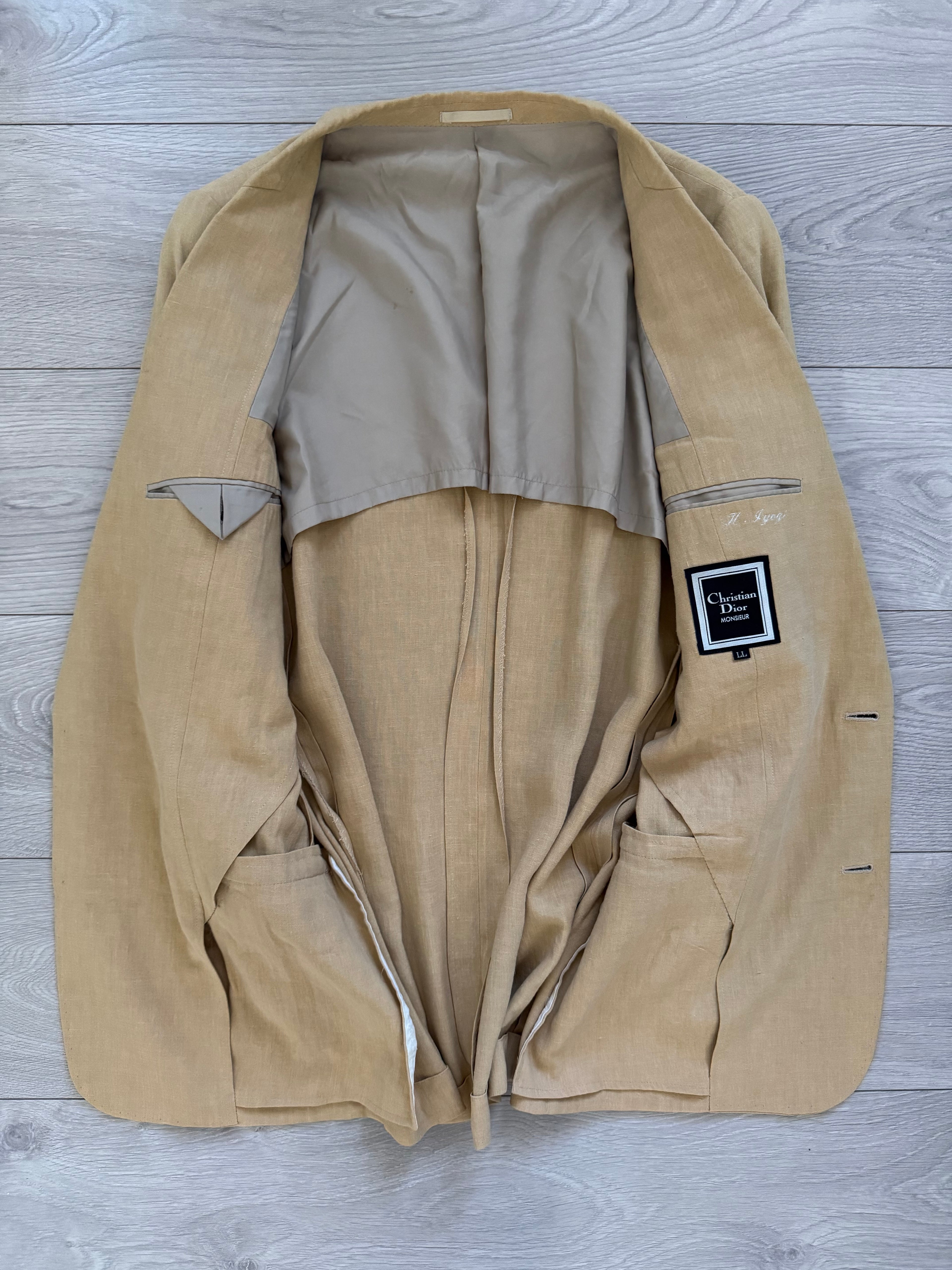 Christian Dior 1980s Linen 2B Sports Jacket Blazer - Size XL