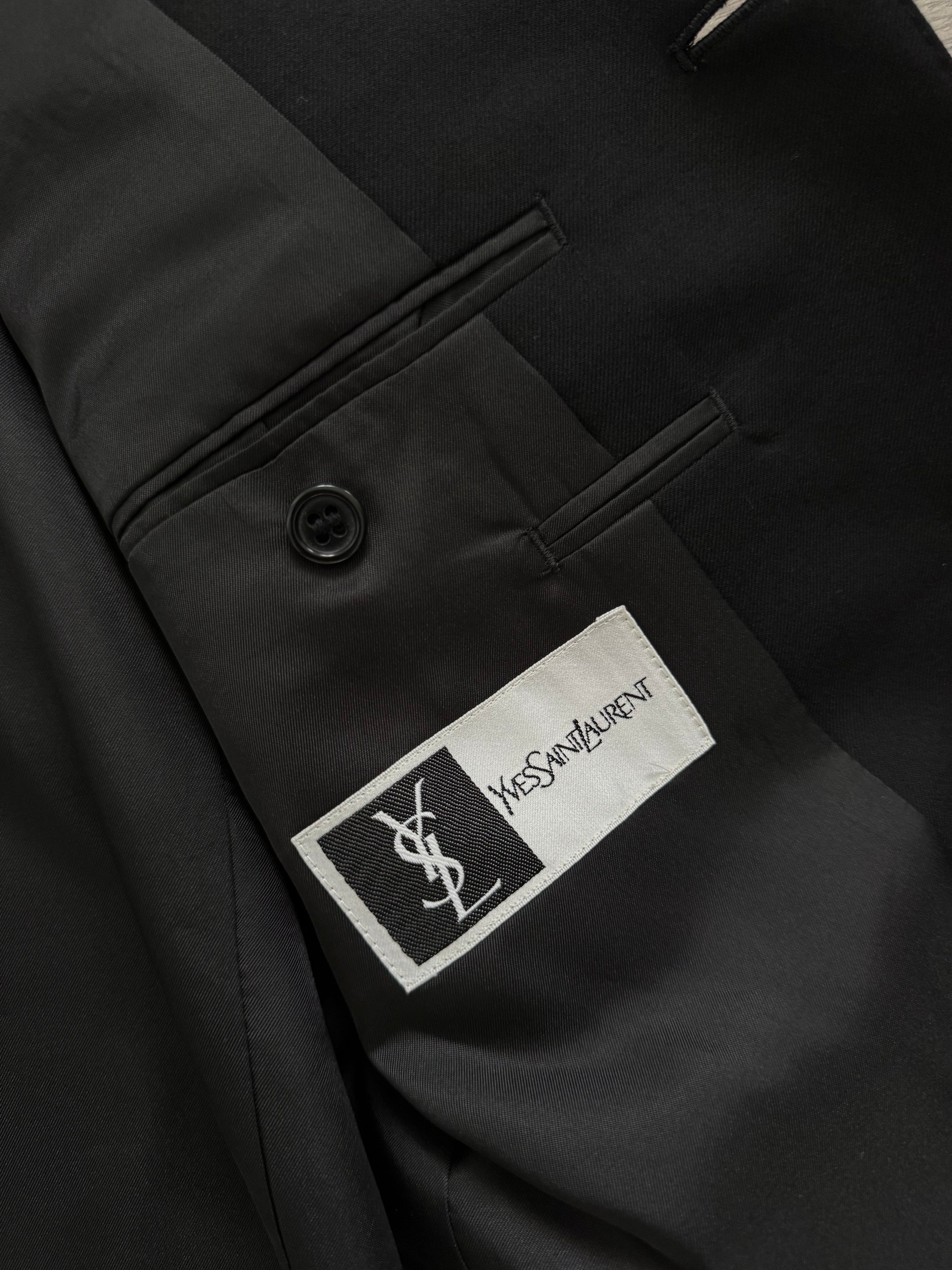 Yves Saint Laurent 1990s Black Pleated Wool Suit - Size M Jacket / 30" Waist