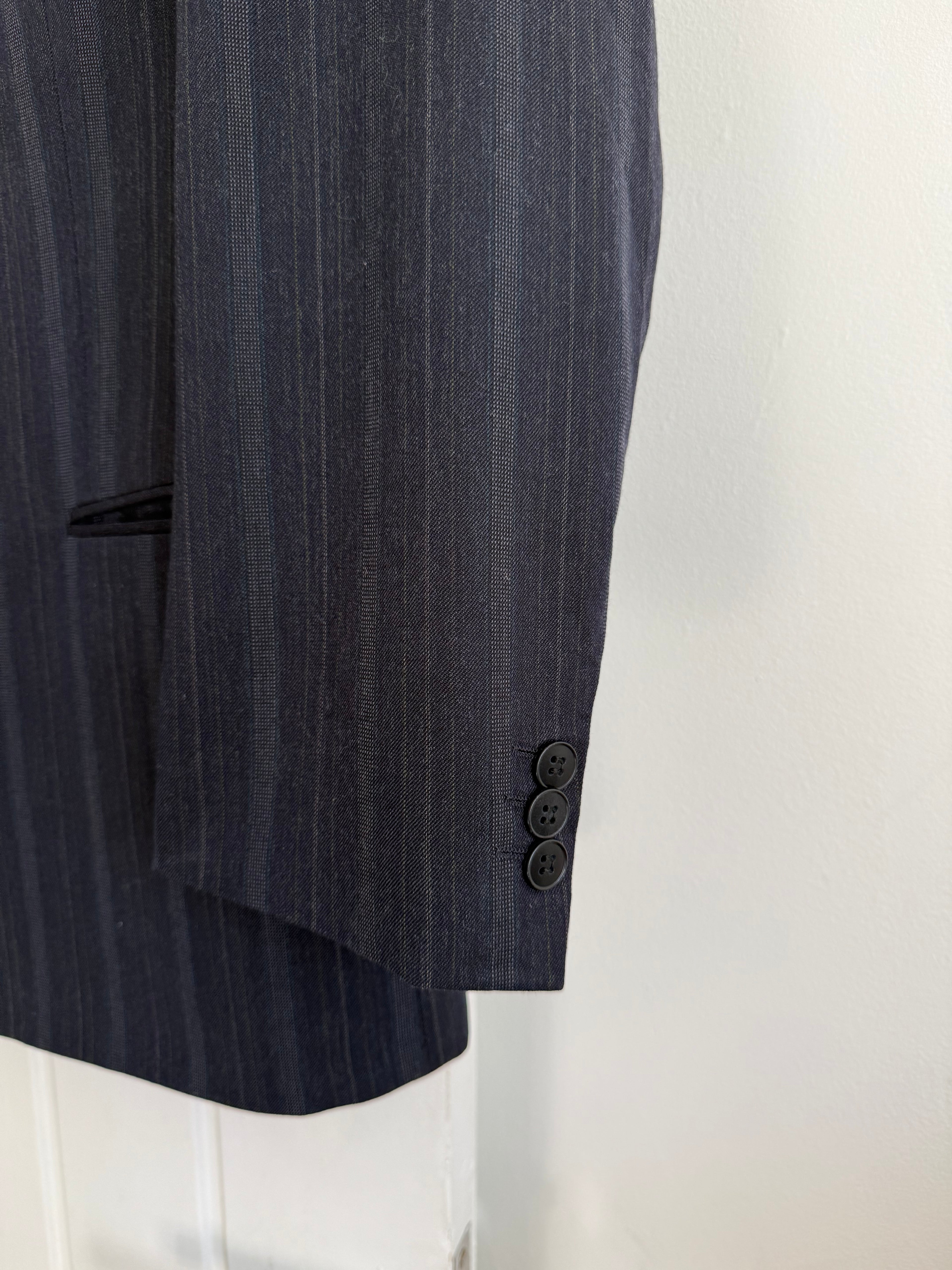 Hugo Boss 1980s Peaked Lapel Double Breasted Wool Jacket Navy Blue - Size L