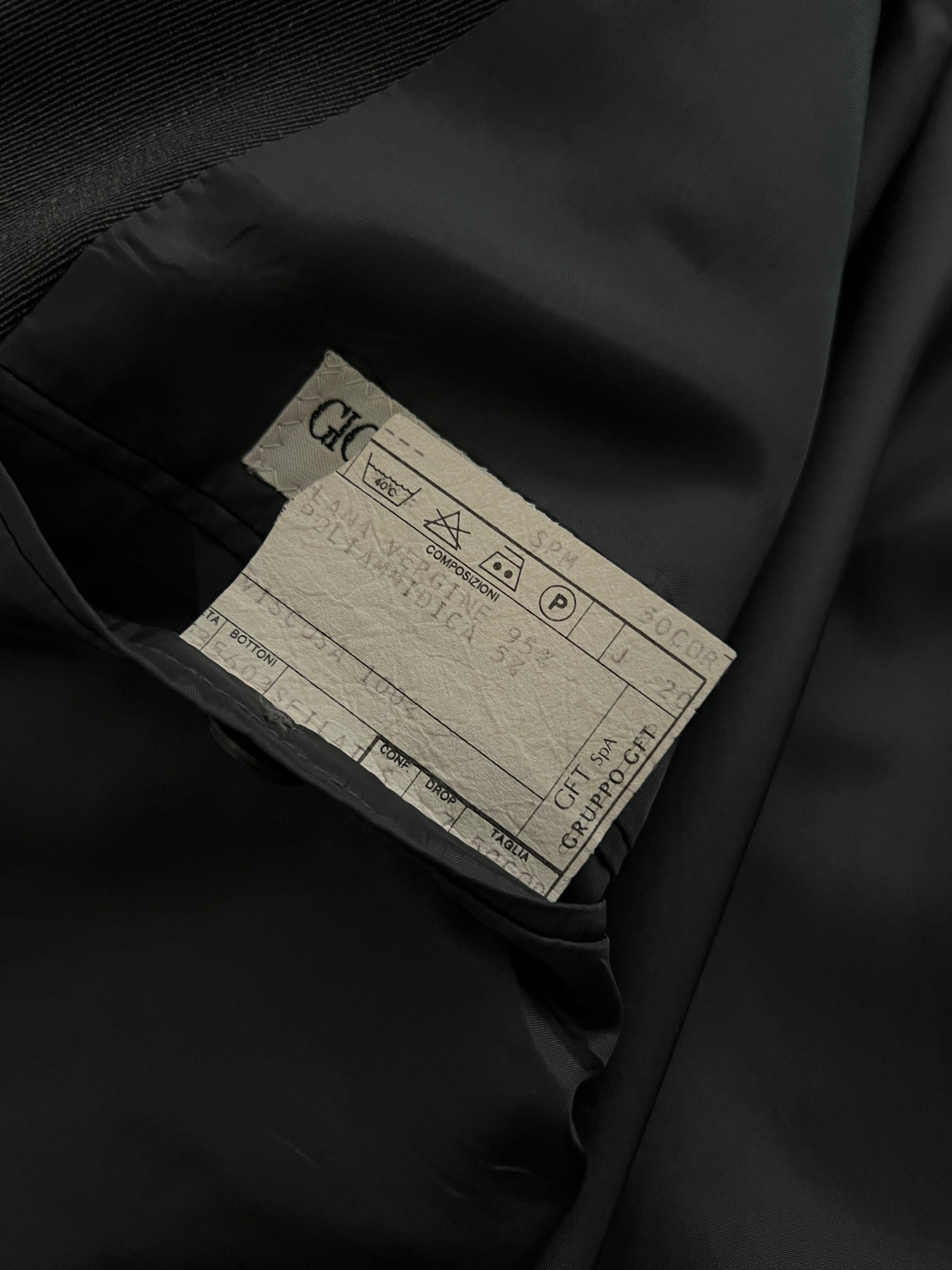 Giorgio Armani 1990s Striped Wool Grey Pleated Suit - Size L Jacket / 34" Waist