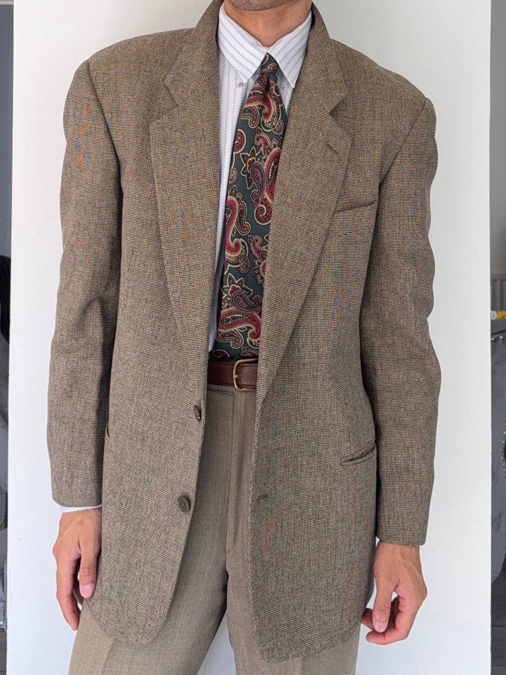 Giorgio Armani 1980s 2B Textured Wool Sports Blazer Jacket - Size L