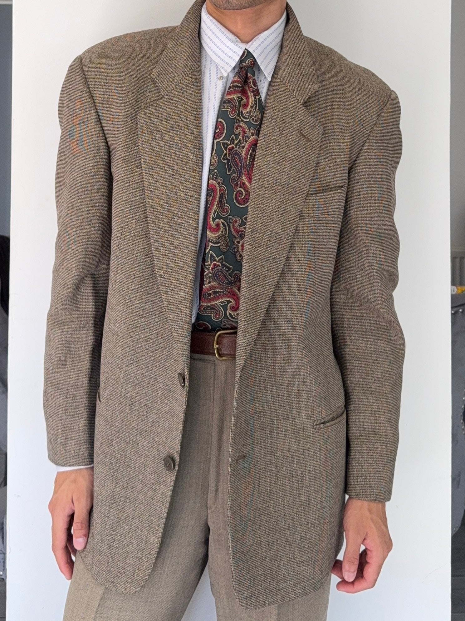 Giorgio Armani 1980s 2B Textured Wool Sports Blazer Jacket - Size L