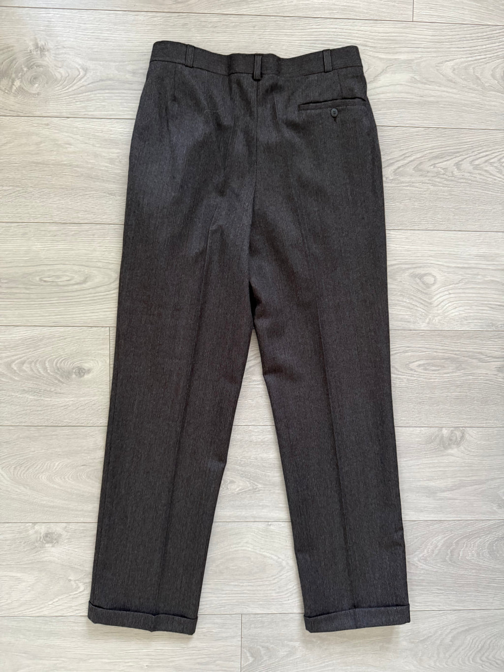 Vintage 1980s Made in England Double Breasted Peaked Lapel Pleated Brown Suit - Size M Jacket / 31" Waist