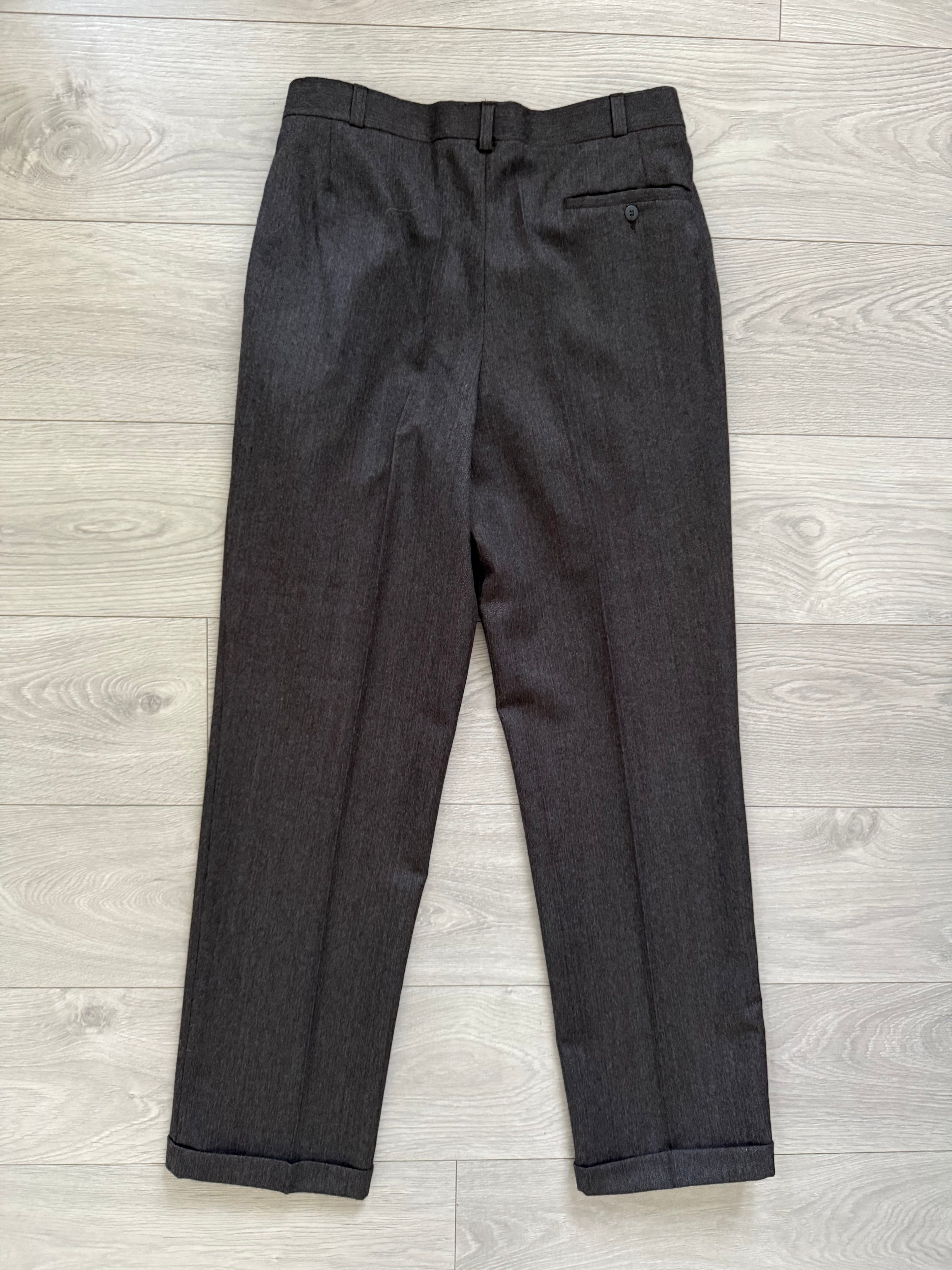 Vintage 1980s Made in England Double Breasted Peaked Lapel Pleated Brown Suit - Size M Jacket / 31" Waist