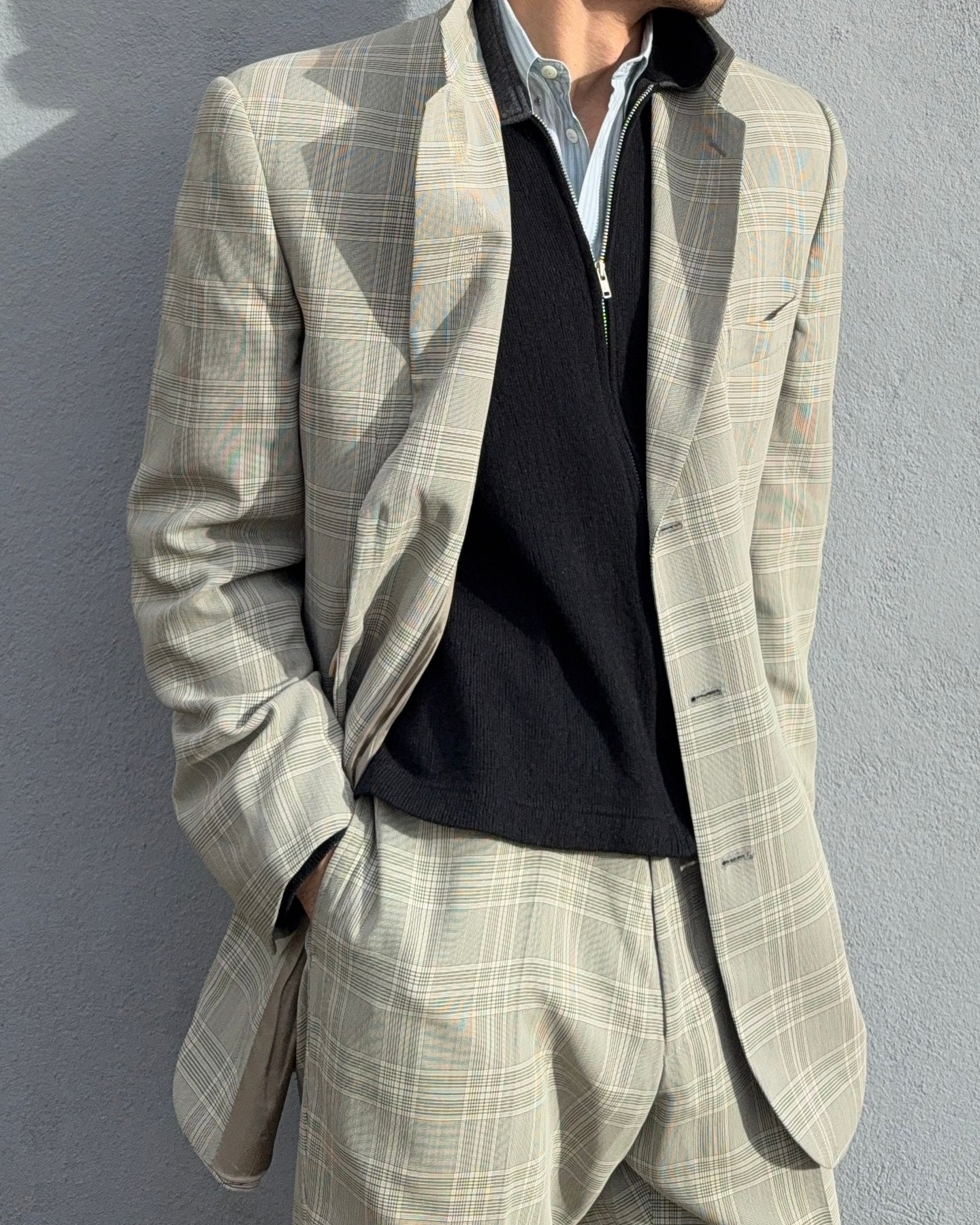 Emporio Armani 1990s Prince Of Wales Check 3B Suit - Size XL Jacket / 36" Waist