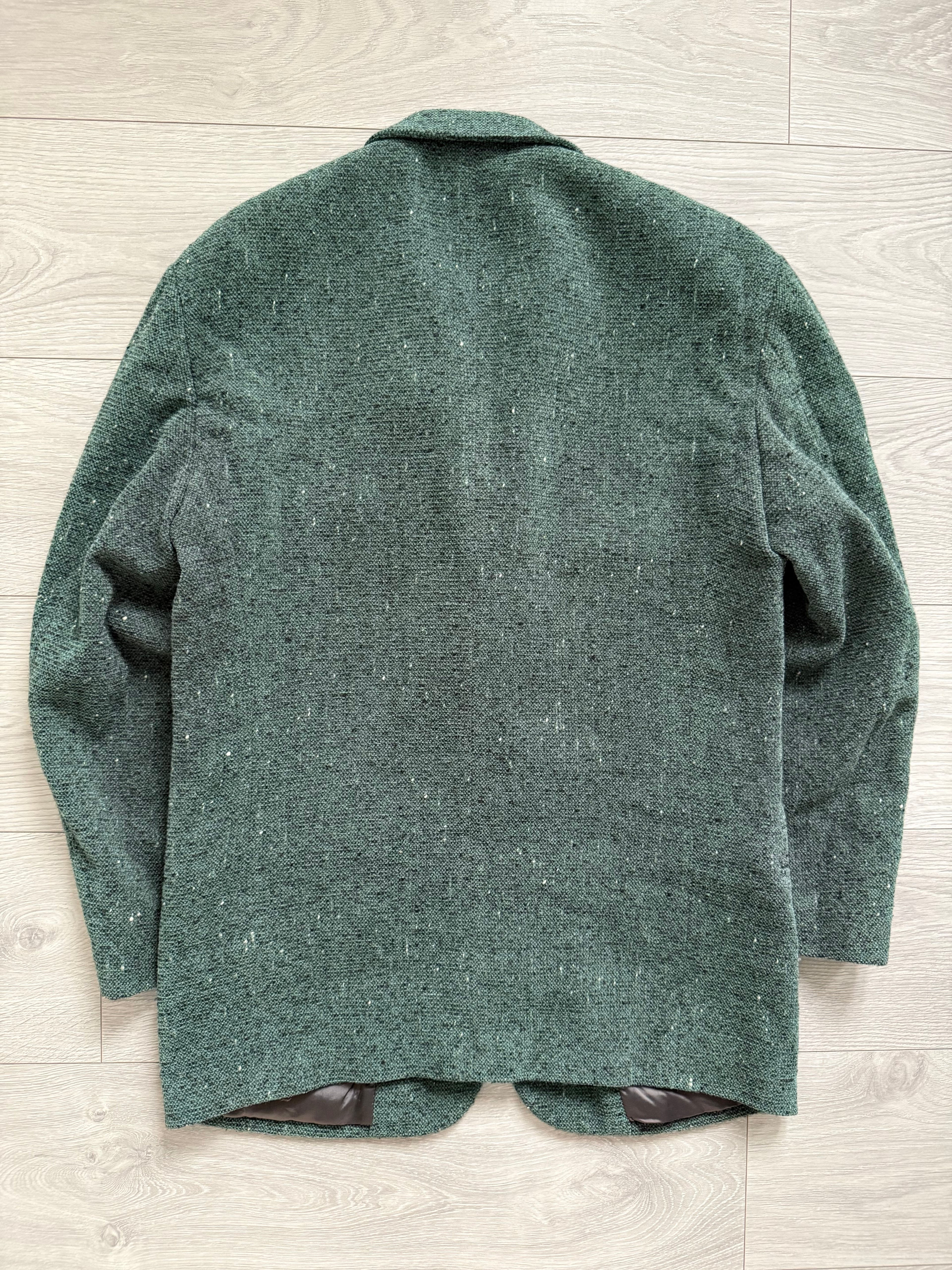 Emporio Armani 1990s 2B Speckled Wool Blend Green Sport Jacket Blazer - Size S