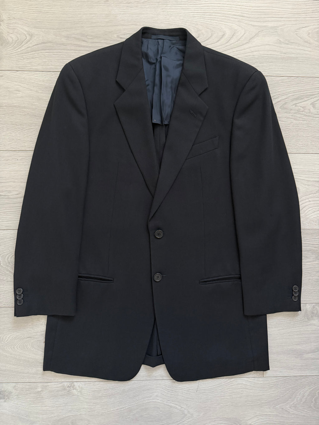 Giorgio Armani 1980s 2B Double Pleat Lightweight Navy Wool Suit - Size M Jacket / 32" Waist