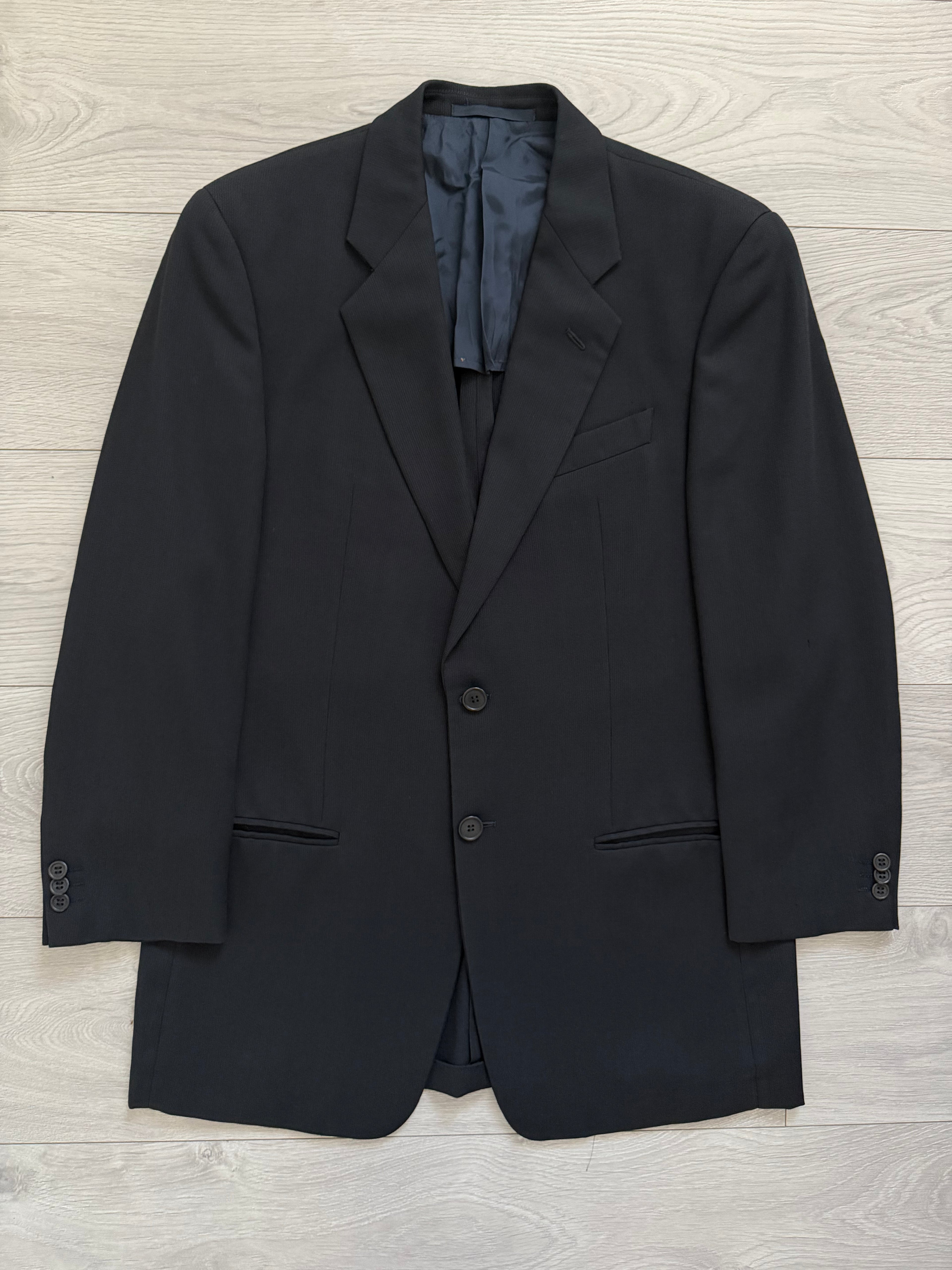 Giorgio Armani 1980s 2B Double Pleat Lightweight Navy Wool Suit - Size M Jacket / 32" Waist