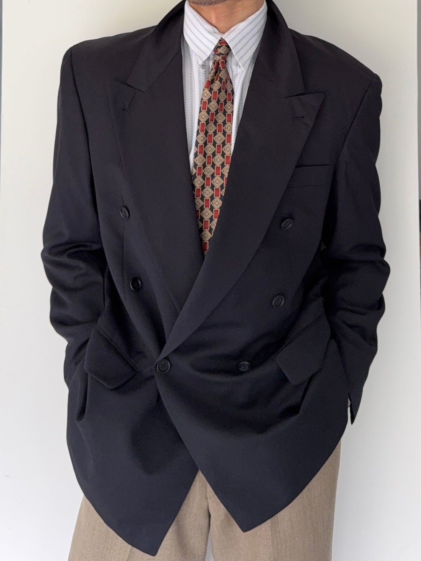 Hugo Boss 1980s 'Al Capone' Double Breasted Peaked Lapel Sports Jacket Blazer - Size M