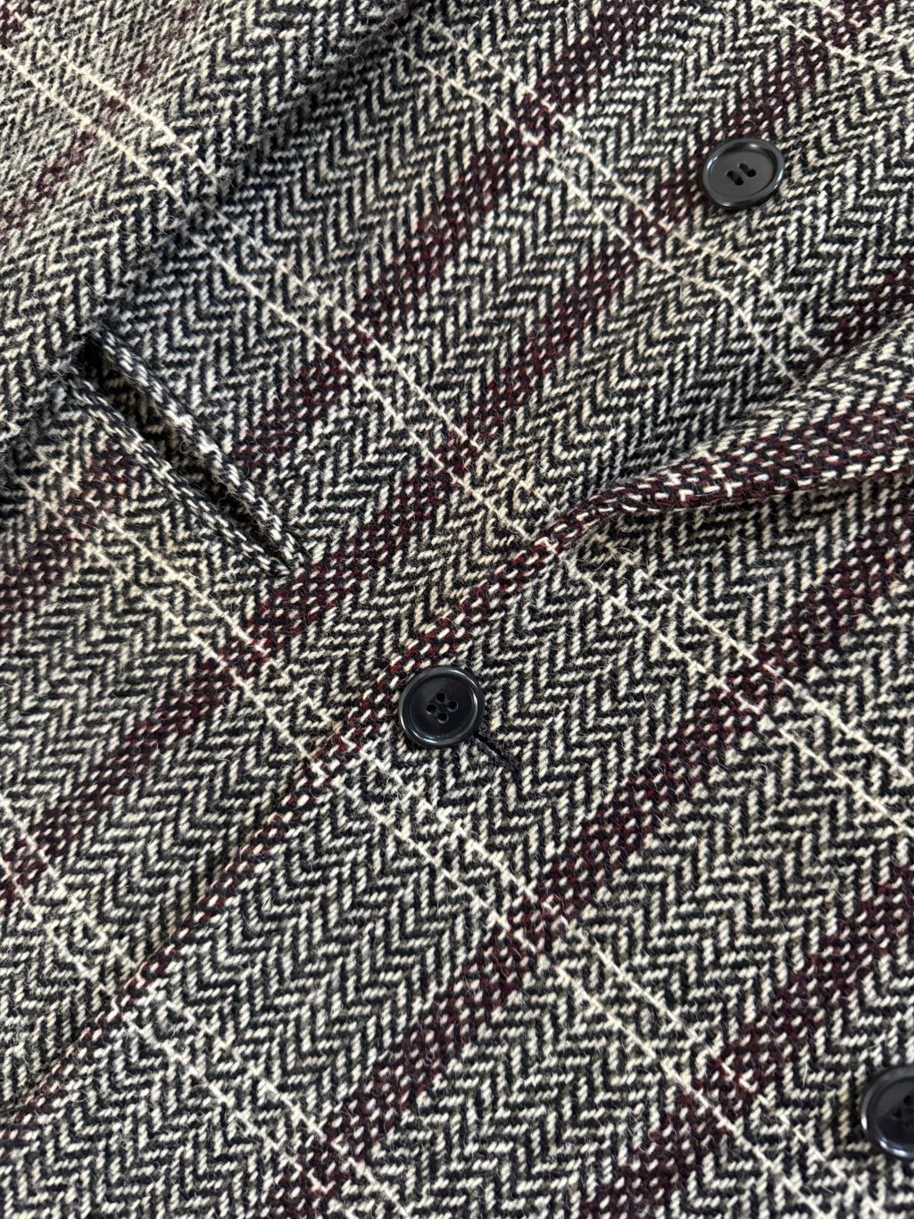 Giorgio Armani Double Breasted Check Wool Textured Sport Jacket Blazer - Size M