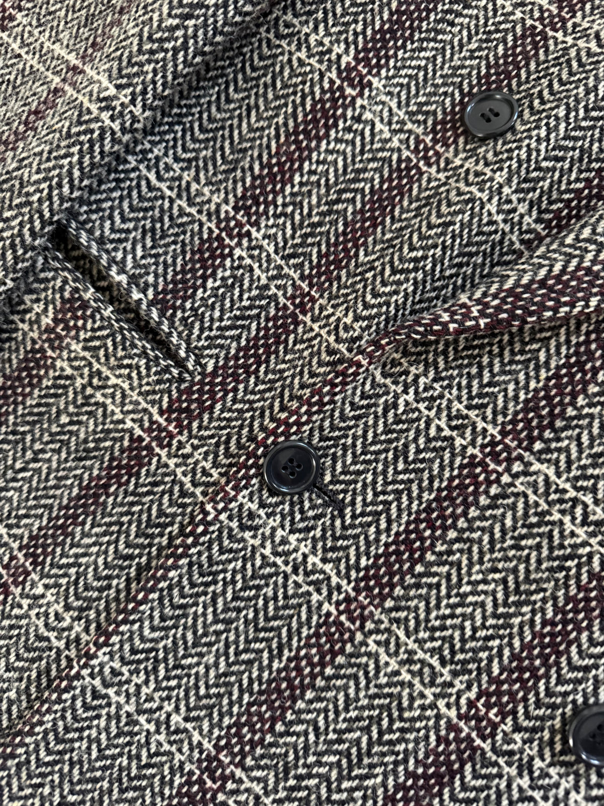 Giorgio Armani Double Breasted Check Wool Textured Sport Jacket Blazer - Size M