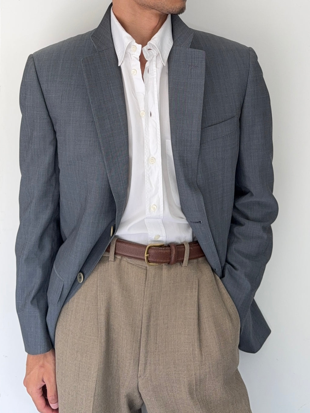 Canali 1990s Slate Blue 2B Wool Sport Jacket Blazer Made in Italy - Size L