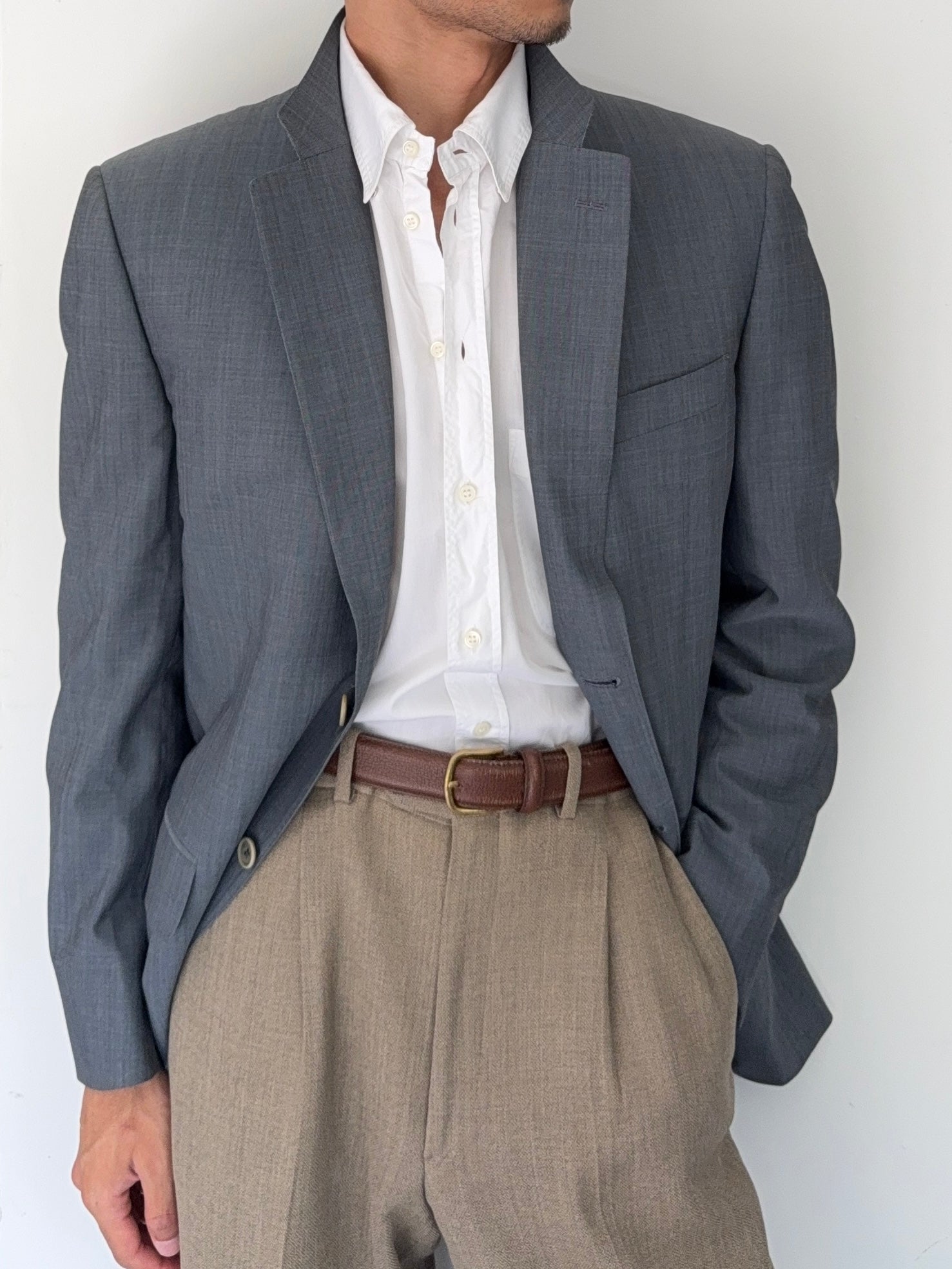 Canali 1990s Slate Blue 2B Wool Sport Jacket Blazer Made in Italy - Size L