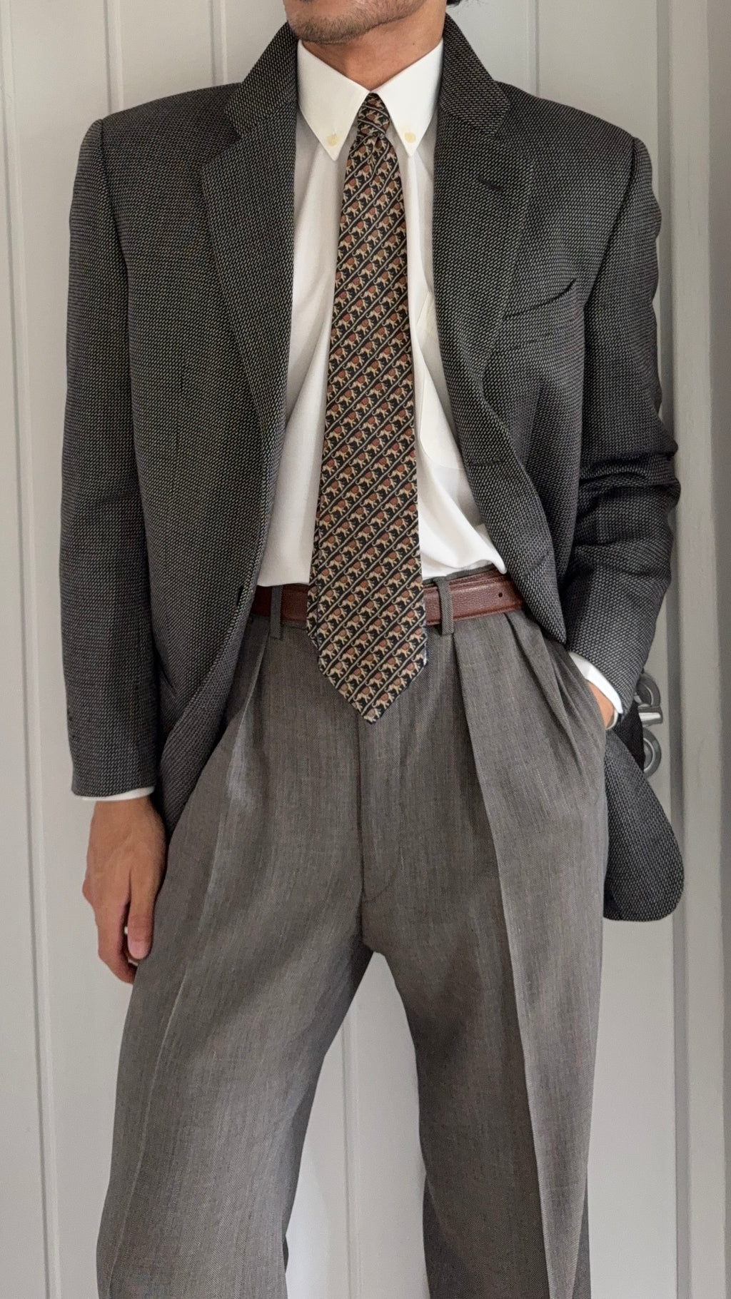 Armani 1990s 3B Wool Textured Sport Jacket Blazer - Size M