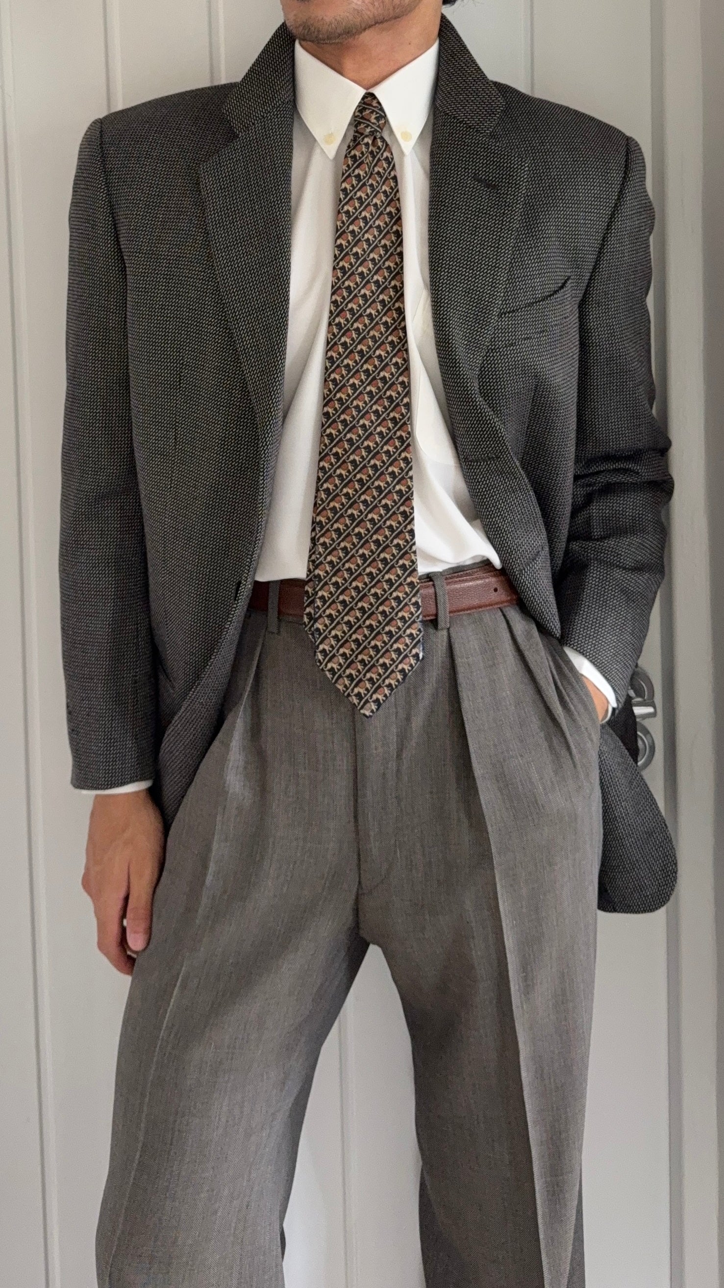 Armani 1990s 3B Wool Textured Sport Jacket Blazer - Size M