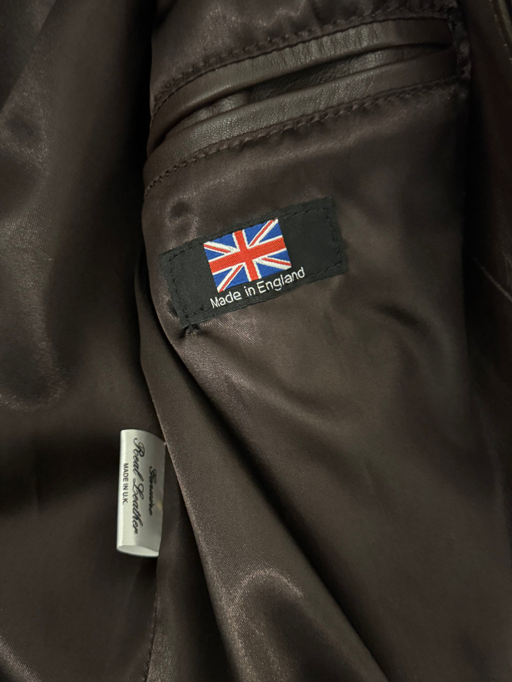 Vintage Brown Panelled Leather Jacket Made in England - Size S