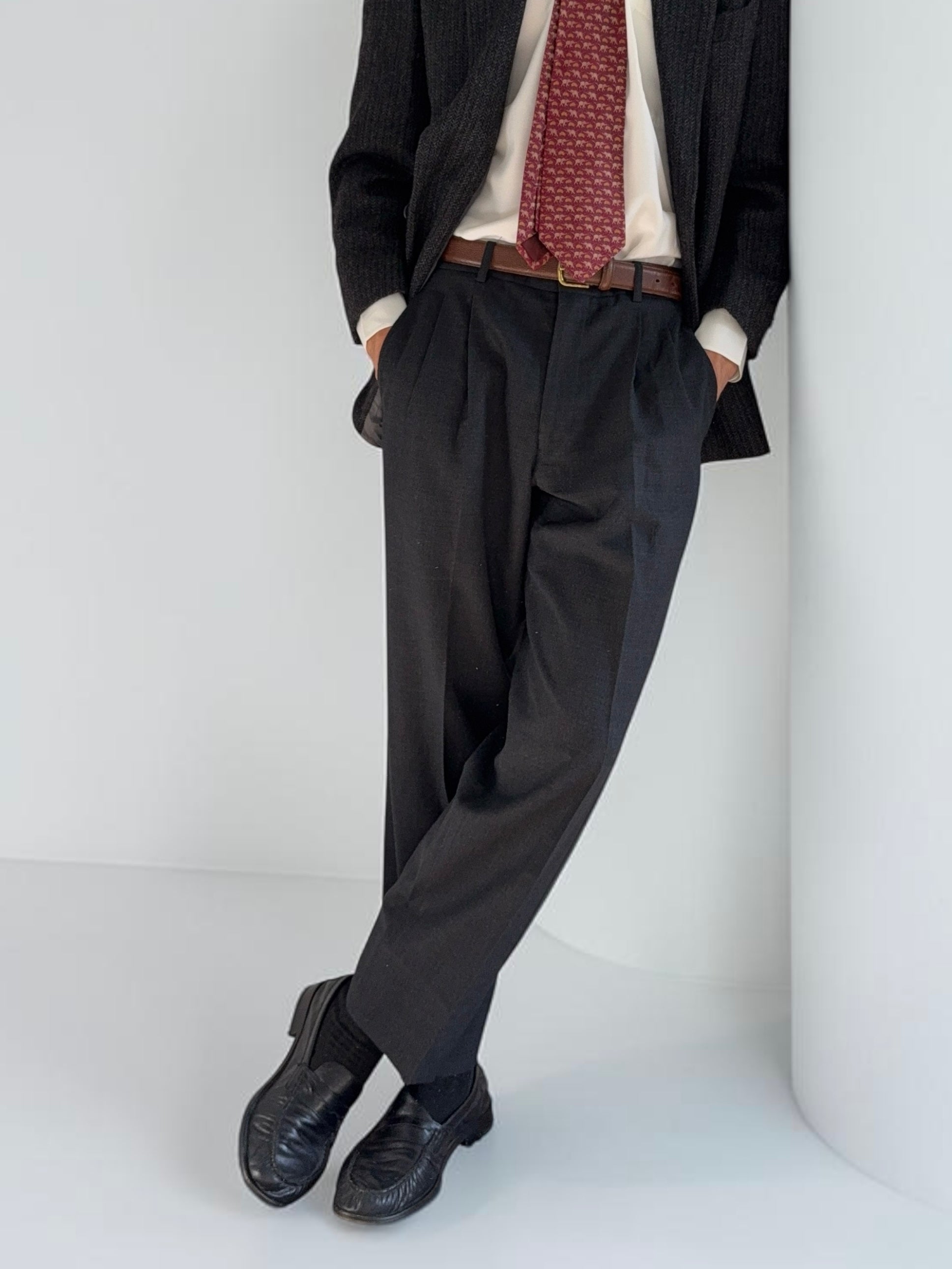 Comme Des Garcons Homme 2003 Double Pleat Textured Pants - Size 30