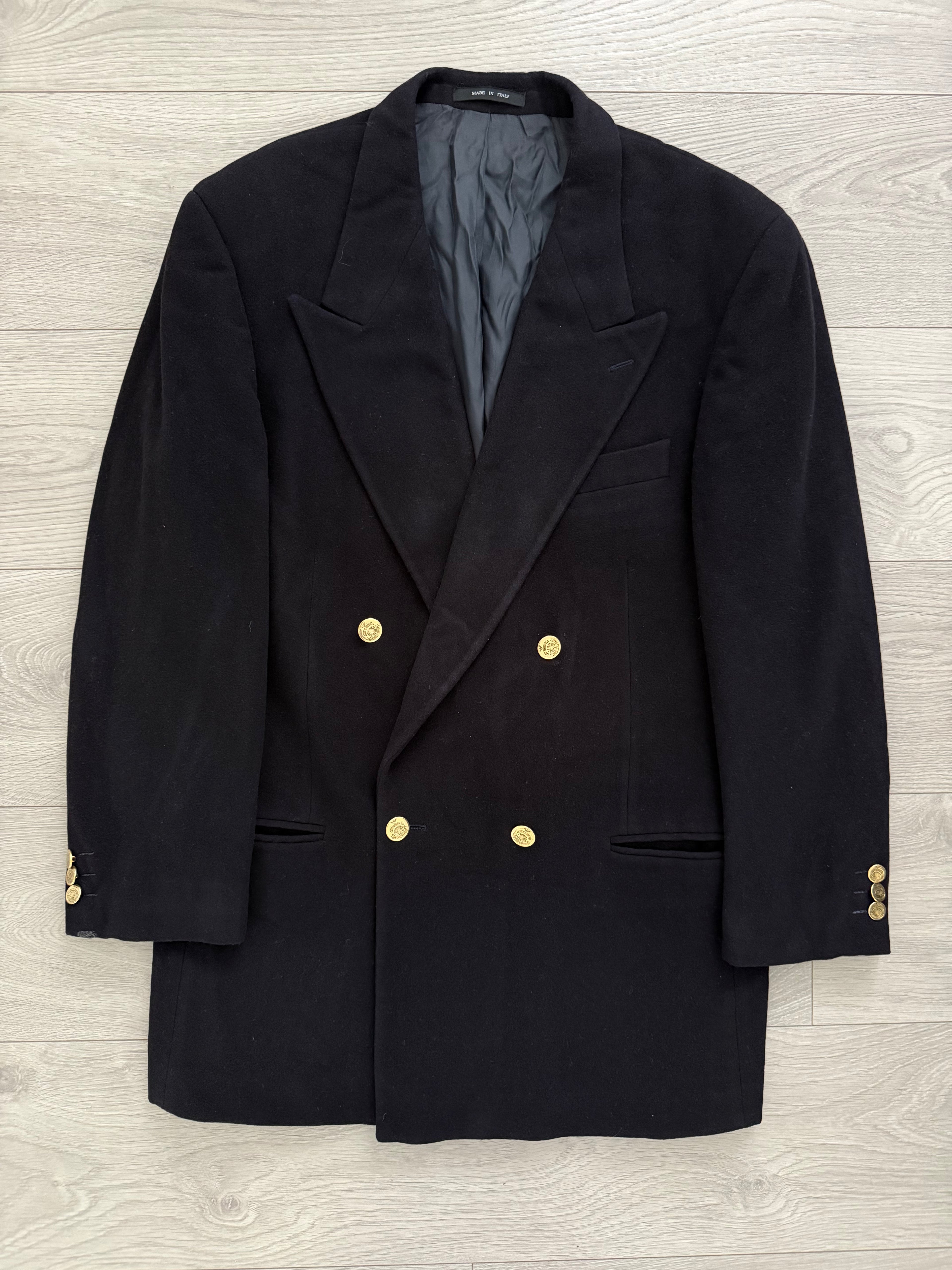 Emporio Armani AW1992 Double Breasted Peaked Lapel Crest Button Jacket - Size M