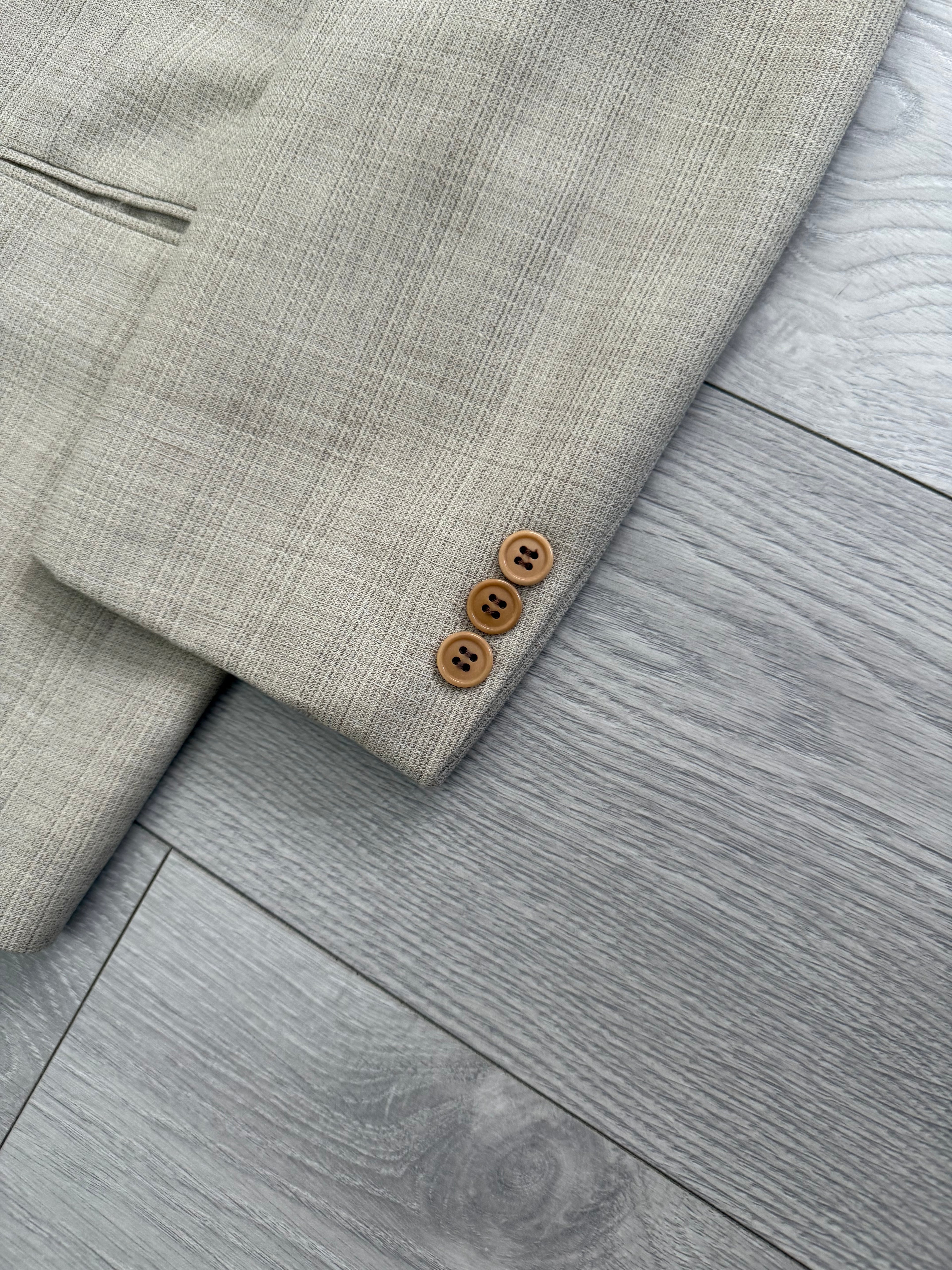 Paul Smith 1990s 2B Wool Silk Ecru Pleated Suit - Size S Jacket / 31" Waist