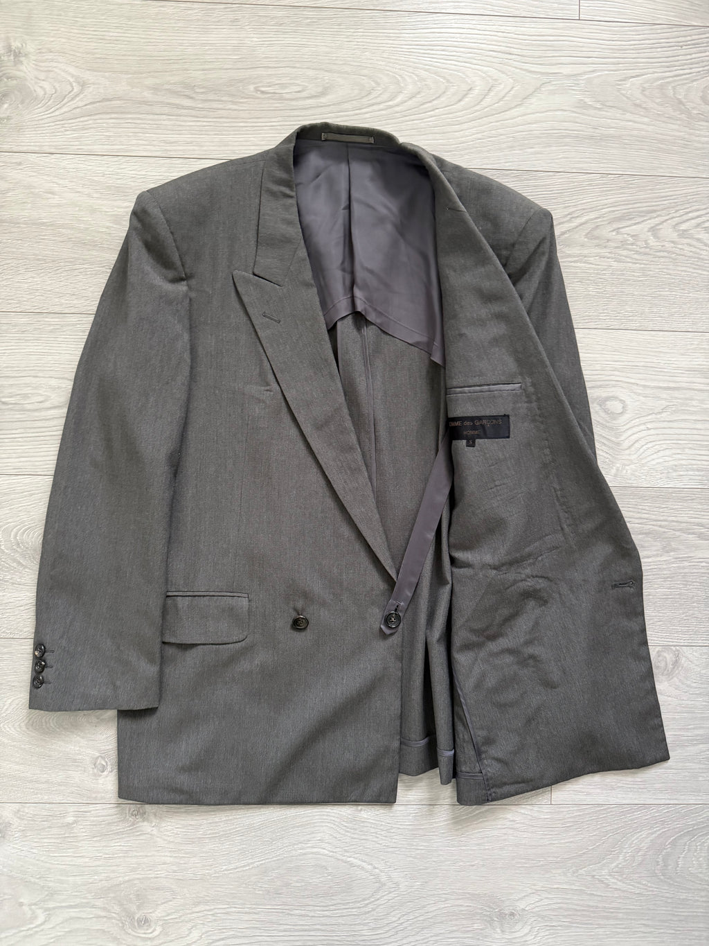 Comme Des Garcons Homme 1989 Double Breasted Pleated Wool Grey Suit - Size S Jacket / 28" Waist