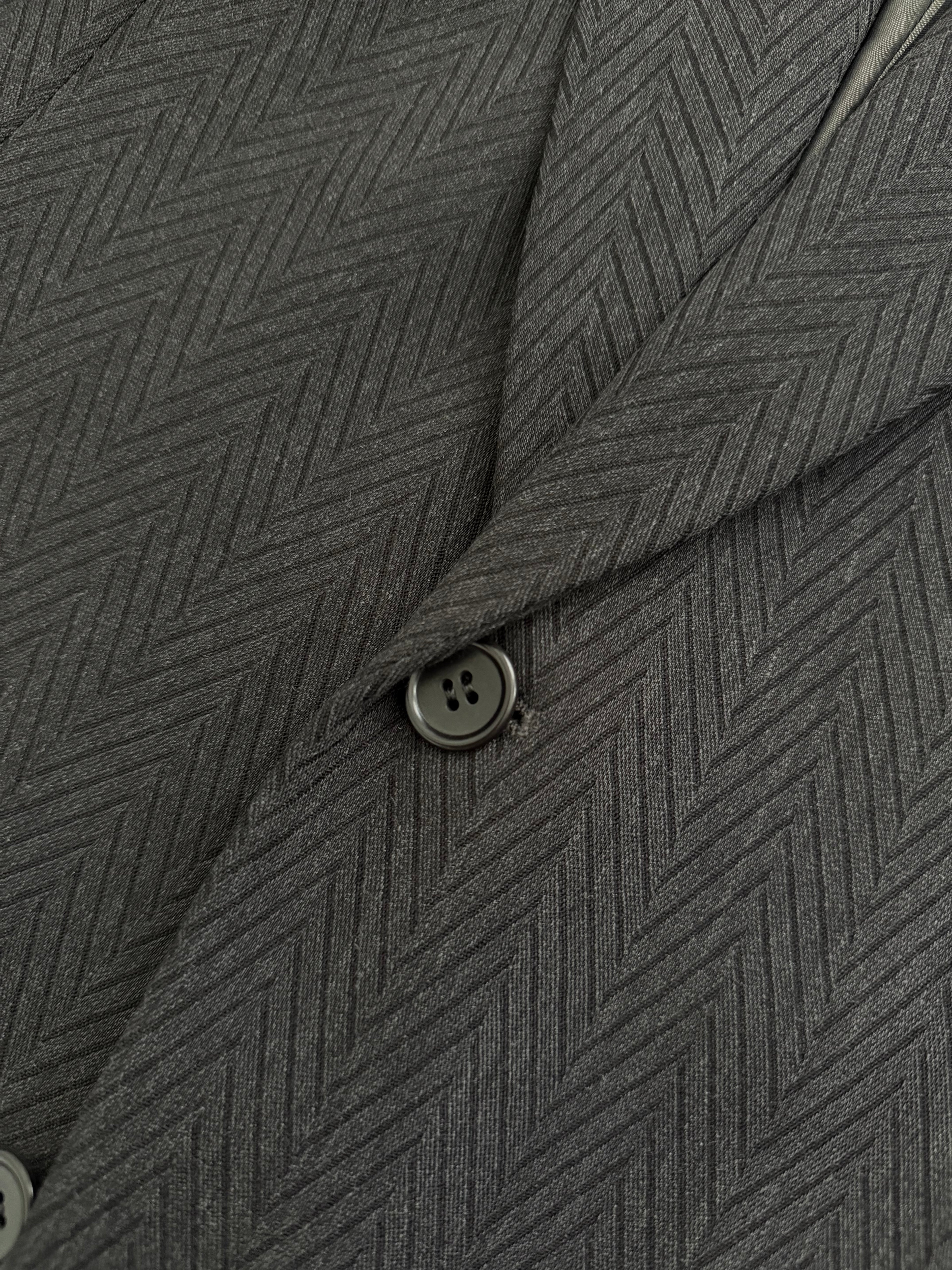 Hilton Armani 1980s 2B Chevron Herringbone Weave Wool Draped Jacket - Size L