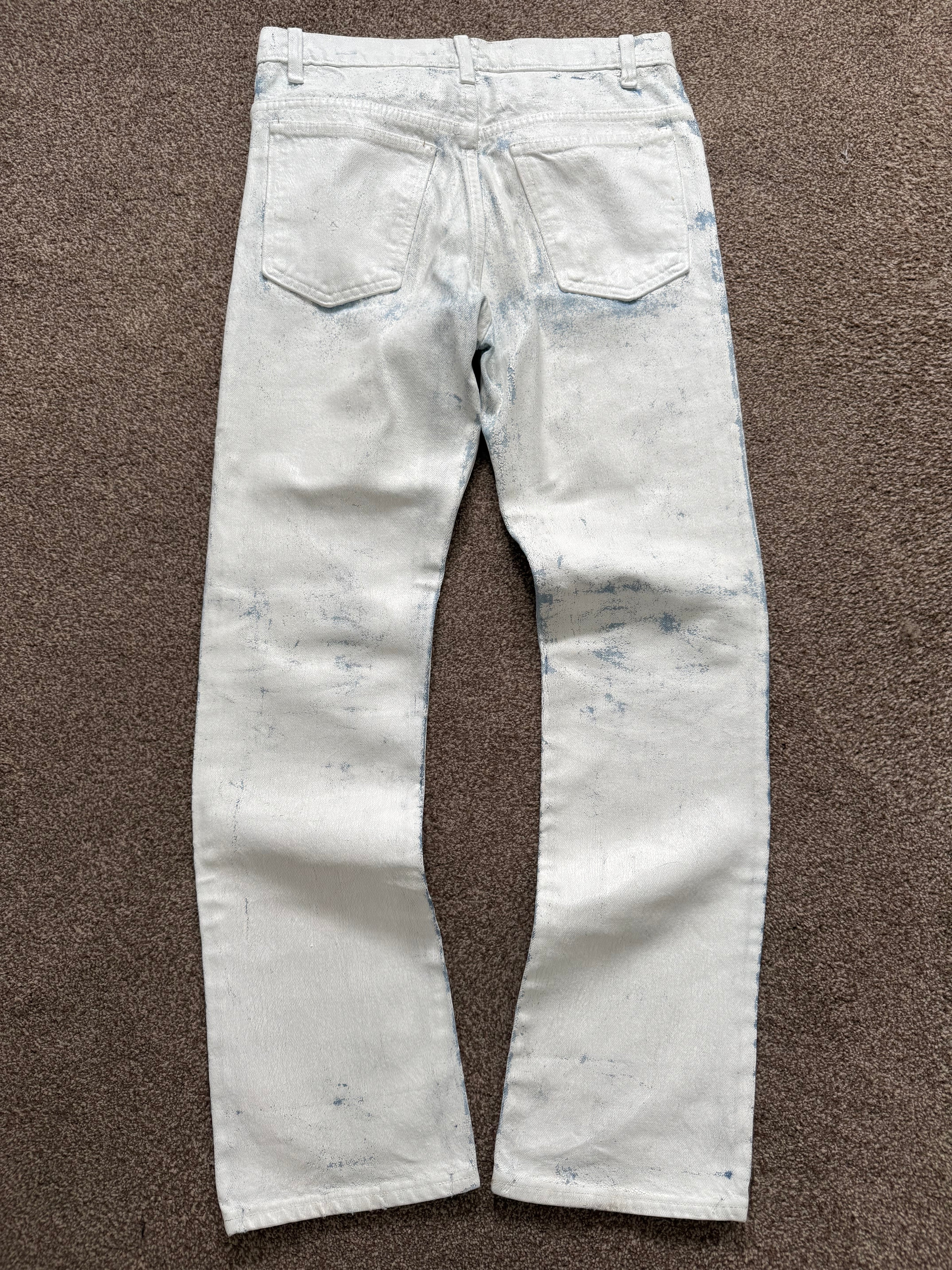 Maison Martin Margiela Artisanal Line (0)(10) SS2002 White Painted Denim Jeans - Size 29" Waist