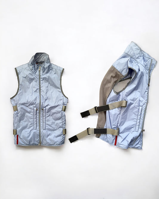 Prada Sport AW1999 Technical Strapped Mesh-Back Padded Nylon Vest - Size M