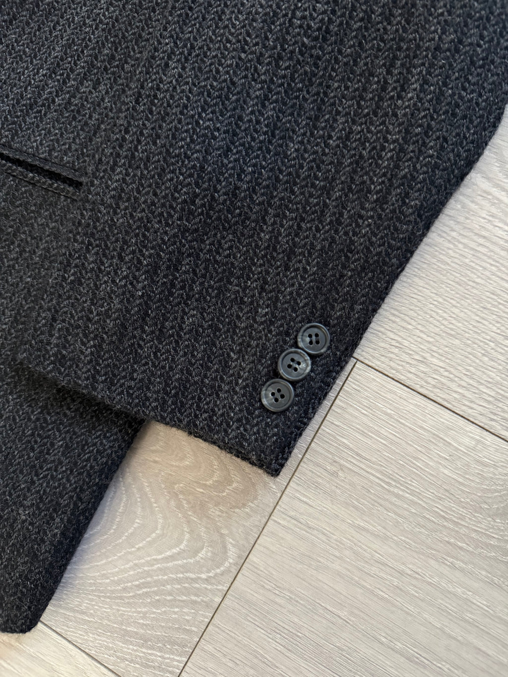 Valentino 1980s 2B Textured Wool Sports Jacket Blazer Charcoal Grey - Size S