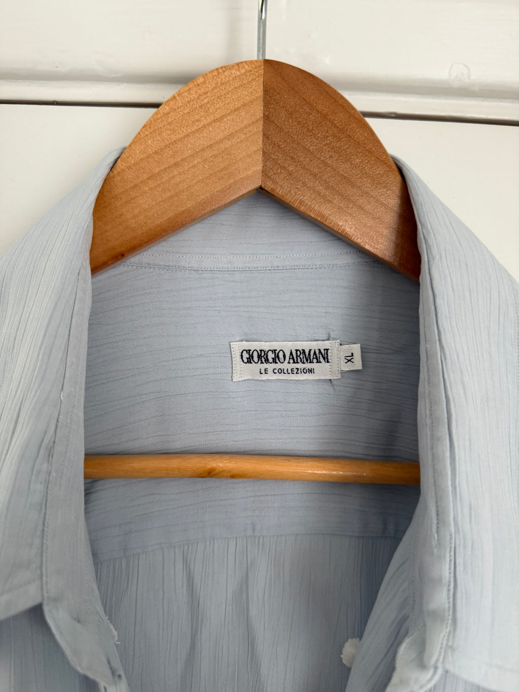 Giorgio Armani 1980s Chiffon Pleated Relaxed Blue Shirt - Size XL