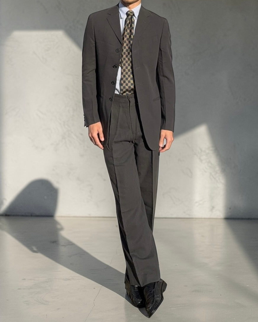 Giorgio Armani 1980s 4B Pleated Cotton Blend Grey Suit - Size S Jacket / 30" Waist