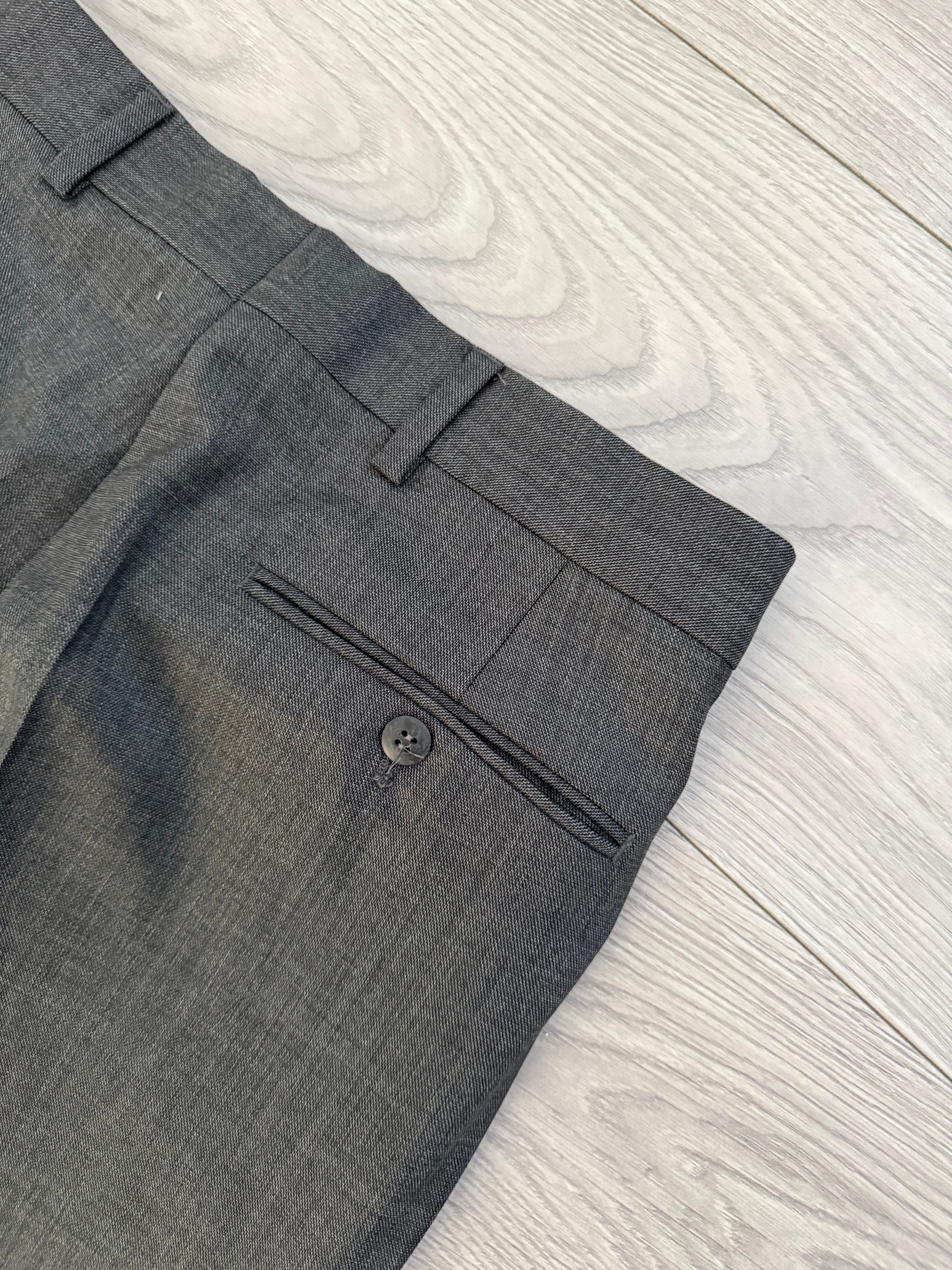 Hugo Boss 1980s 'Bassini Chicago' Peaked Lapel Double Breasted Pleated Wool Cashmere Suit - Size S Jacket / 30" Waist
