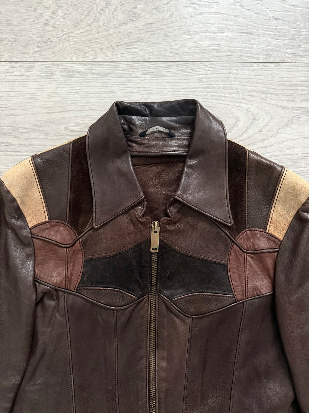 Gucci by Tom Ford SS2004 Western Leather Patchwork Jacket - Size M