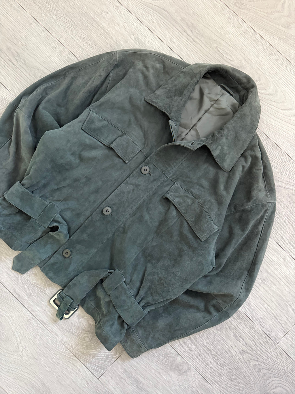 Umberto Ginocchietti 1980s Belted Suede Leather Jacket - Size M