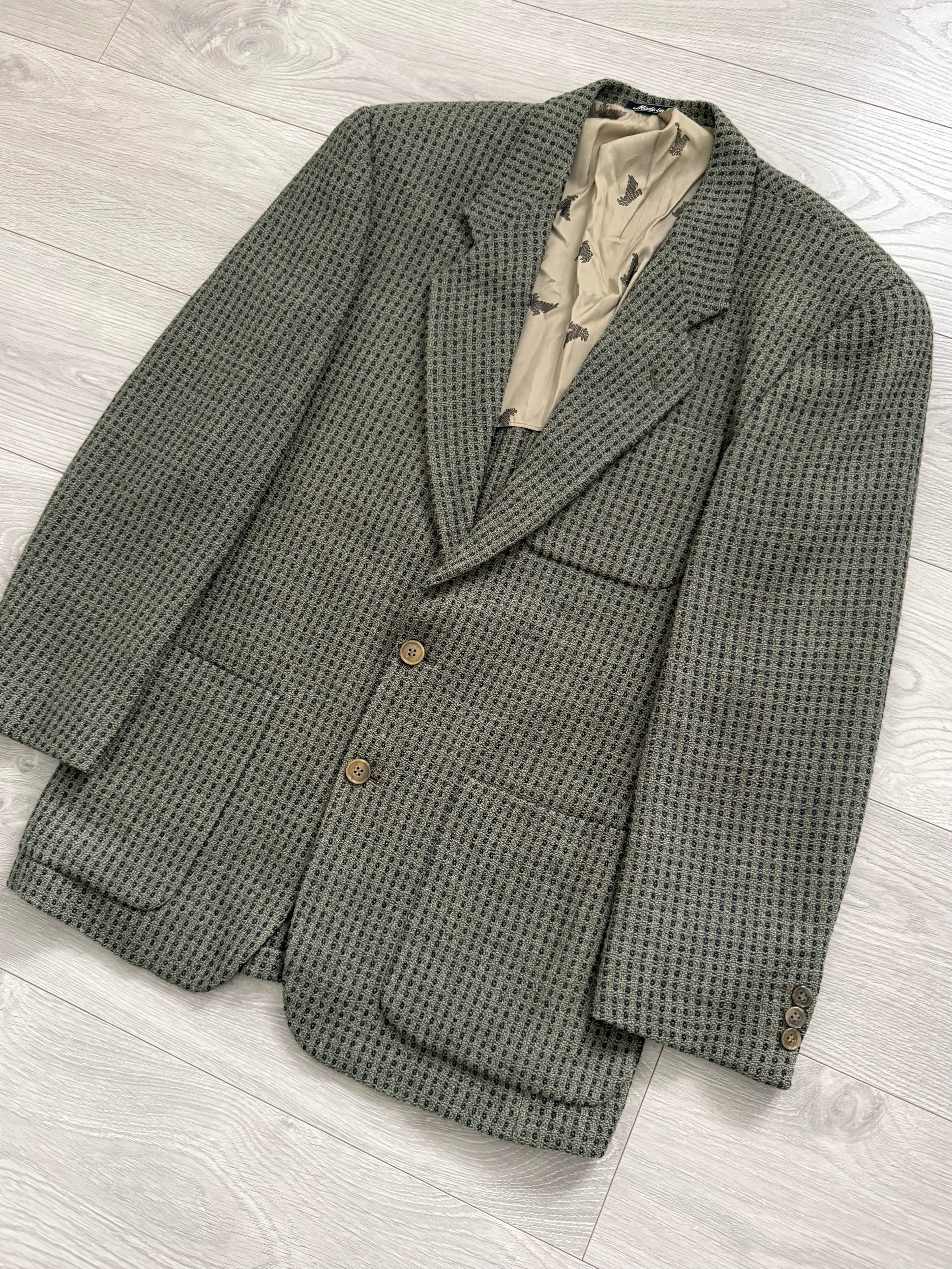 Emporio Armani 1990s Wool Blend Green Sports Blazer Jacket - Size M